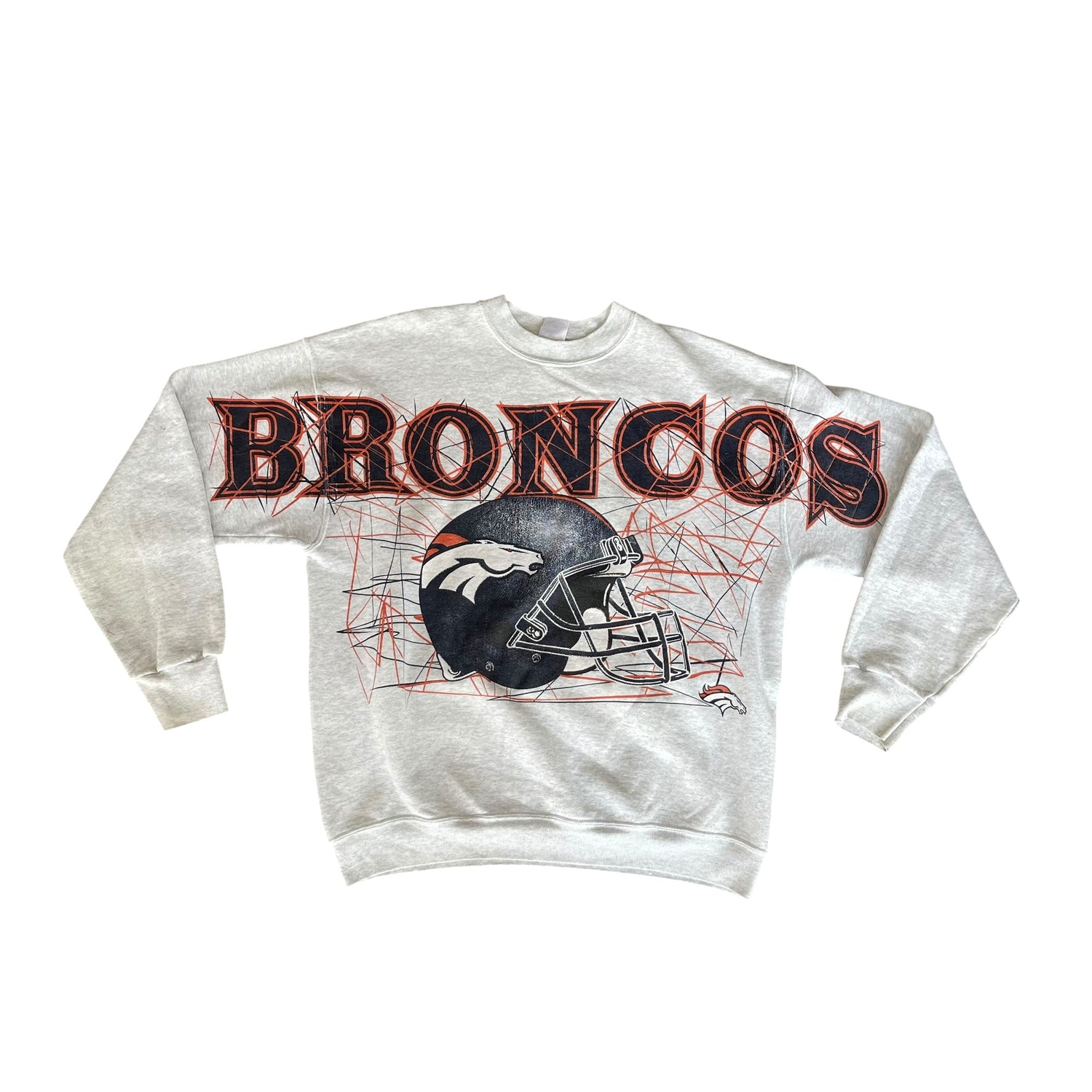 Vintage Denver Broncos Gray Spell-Out Crewneck