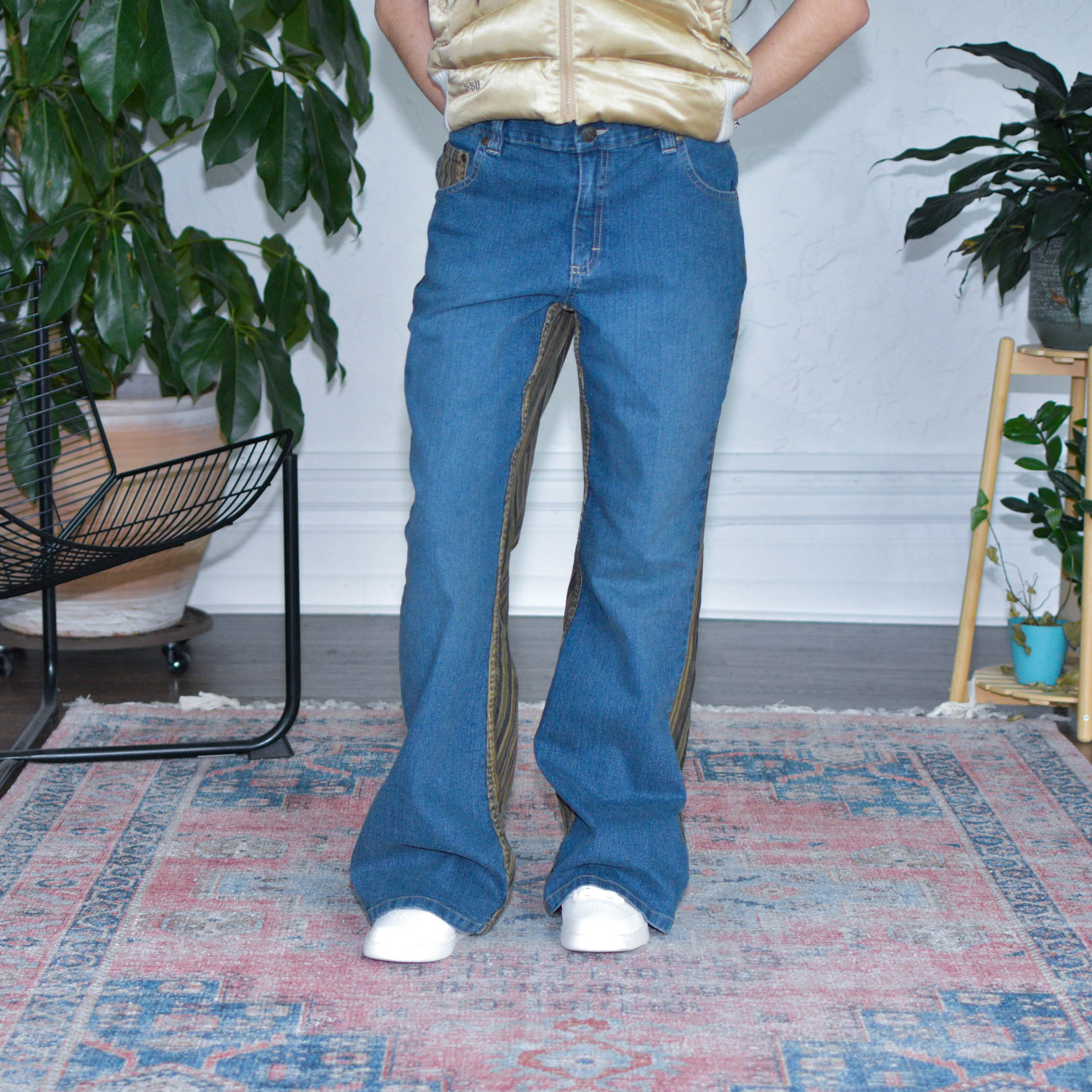Y2k Vezucci Corduroy Back Denim Flare Pants