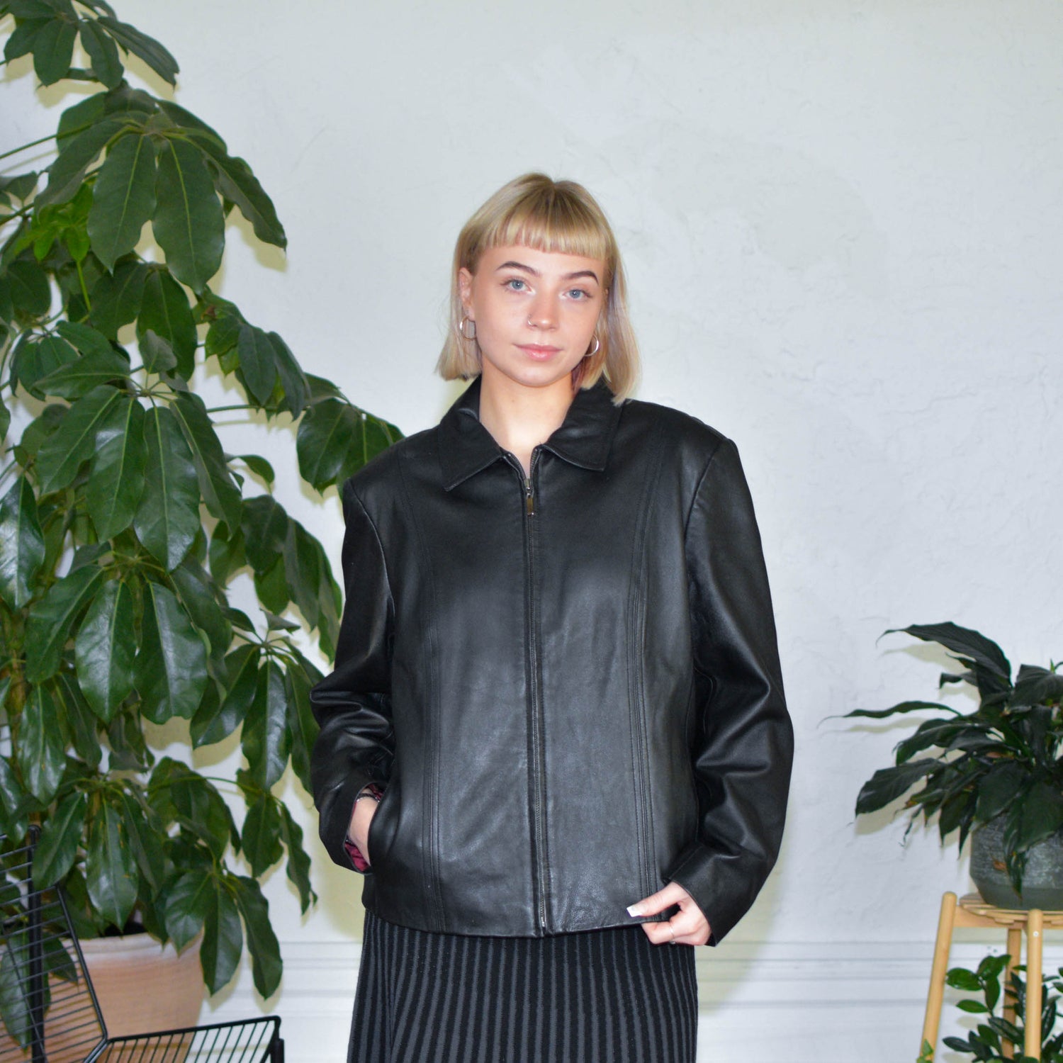 Y2k Croft & Barrow Black Leather Femme Jacket
