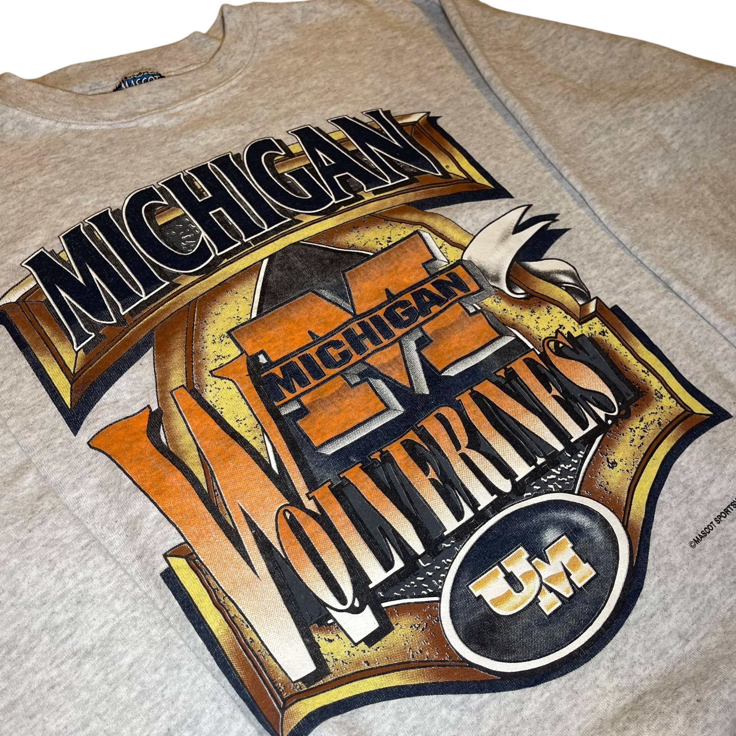 Vintage 90s University of Michigan Wolverines Gray Crewneck