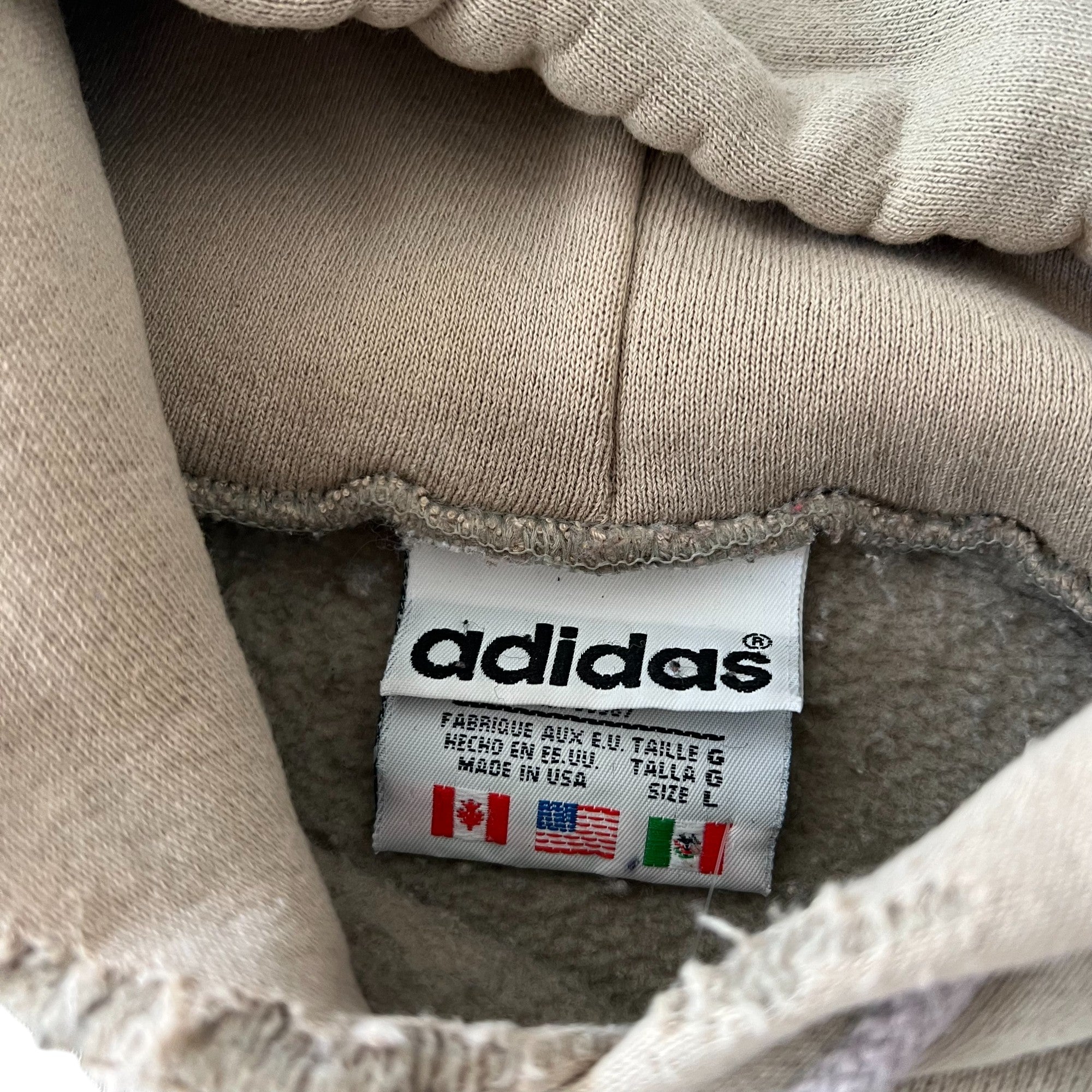 Vintage Adidas Embroidered Logo Tan Hoodie