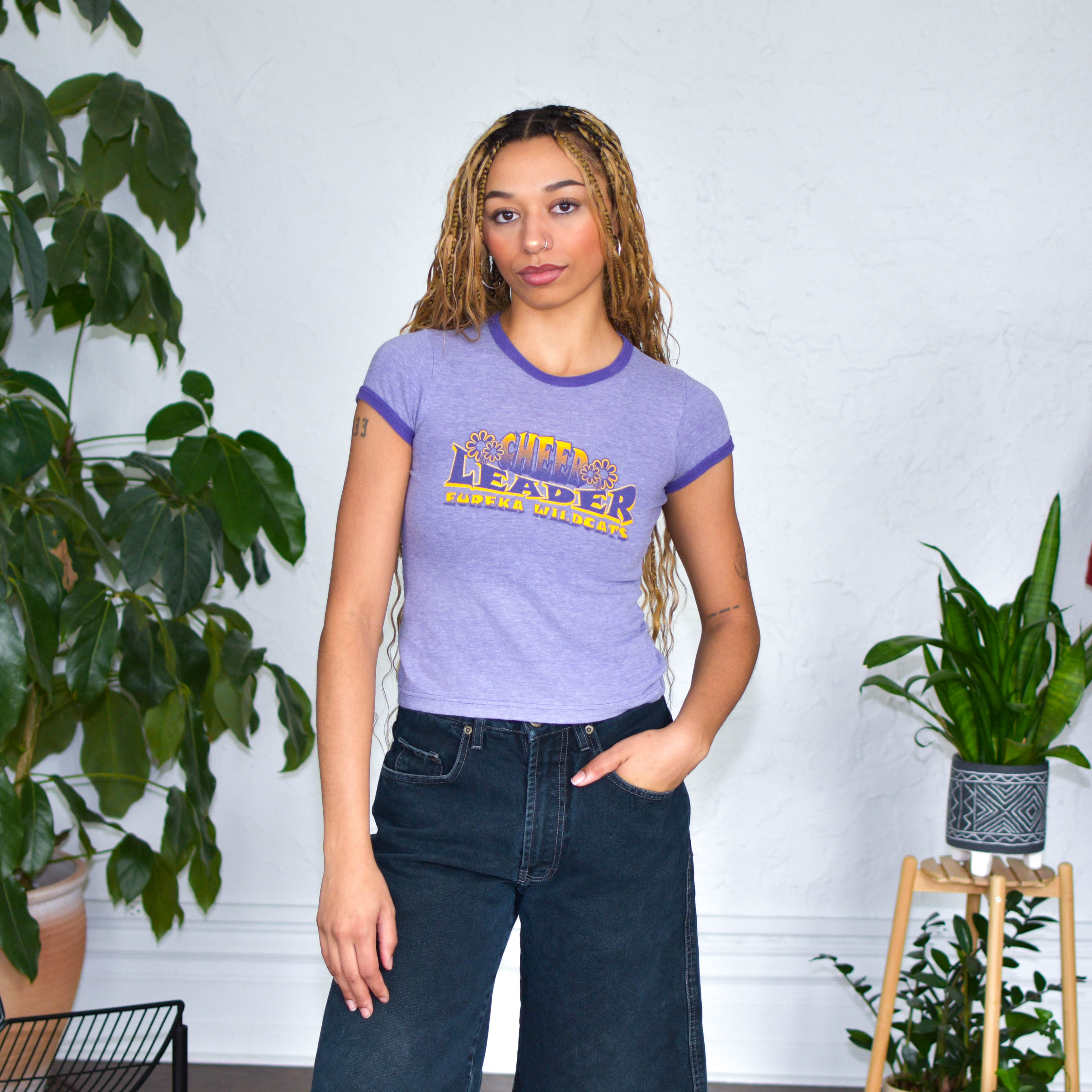Vintage Femme Purple "Cheer Leader" Ringer T-Shirt