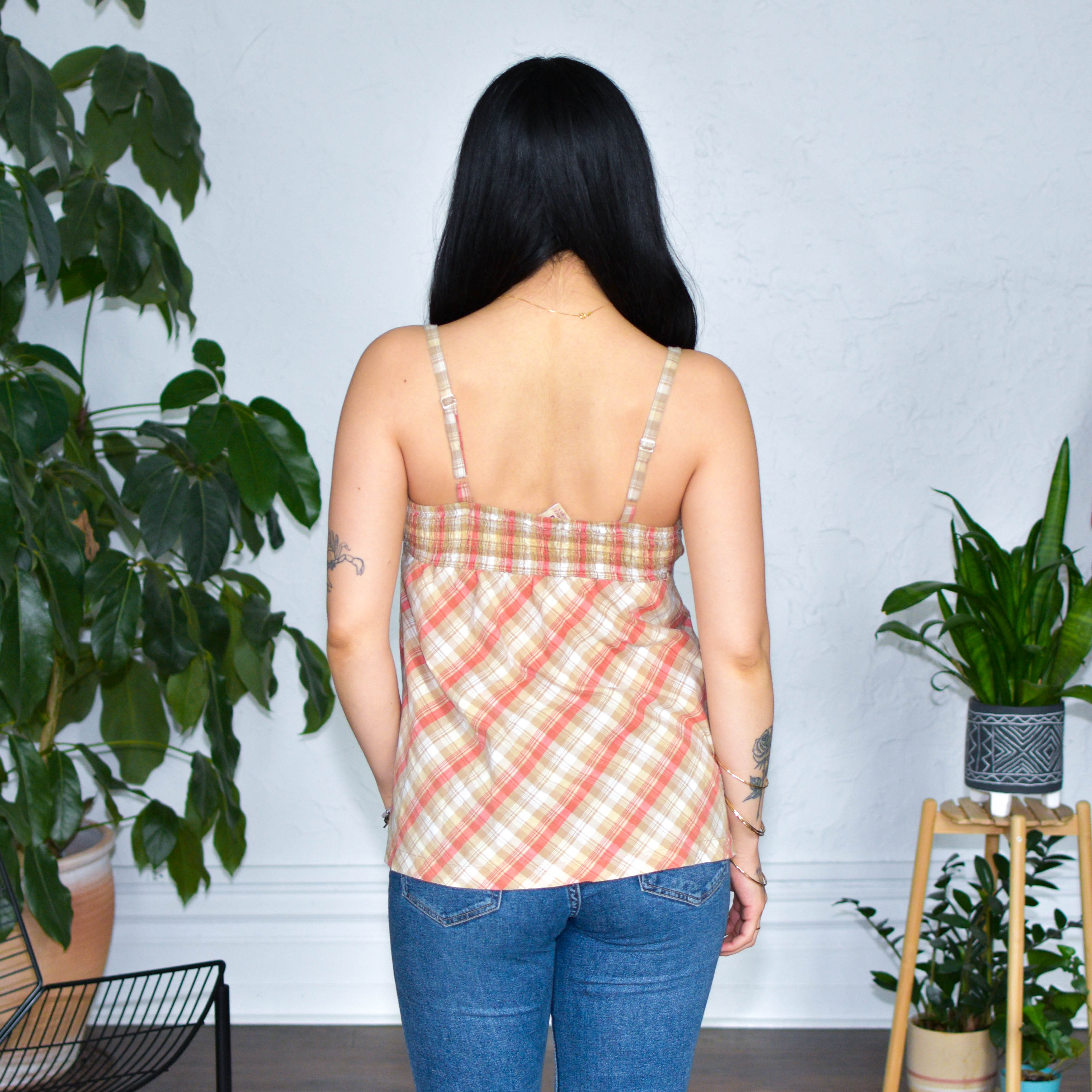 Vintage Faded Glory Plaid Tank-Top