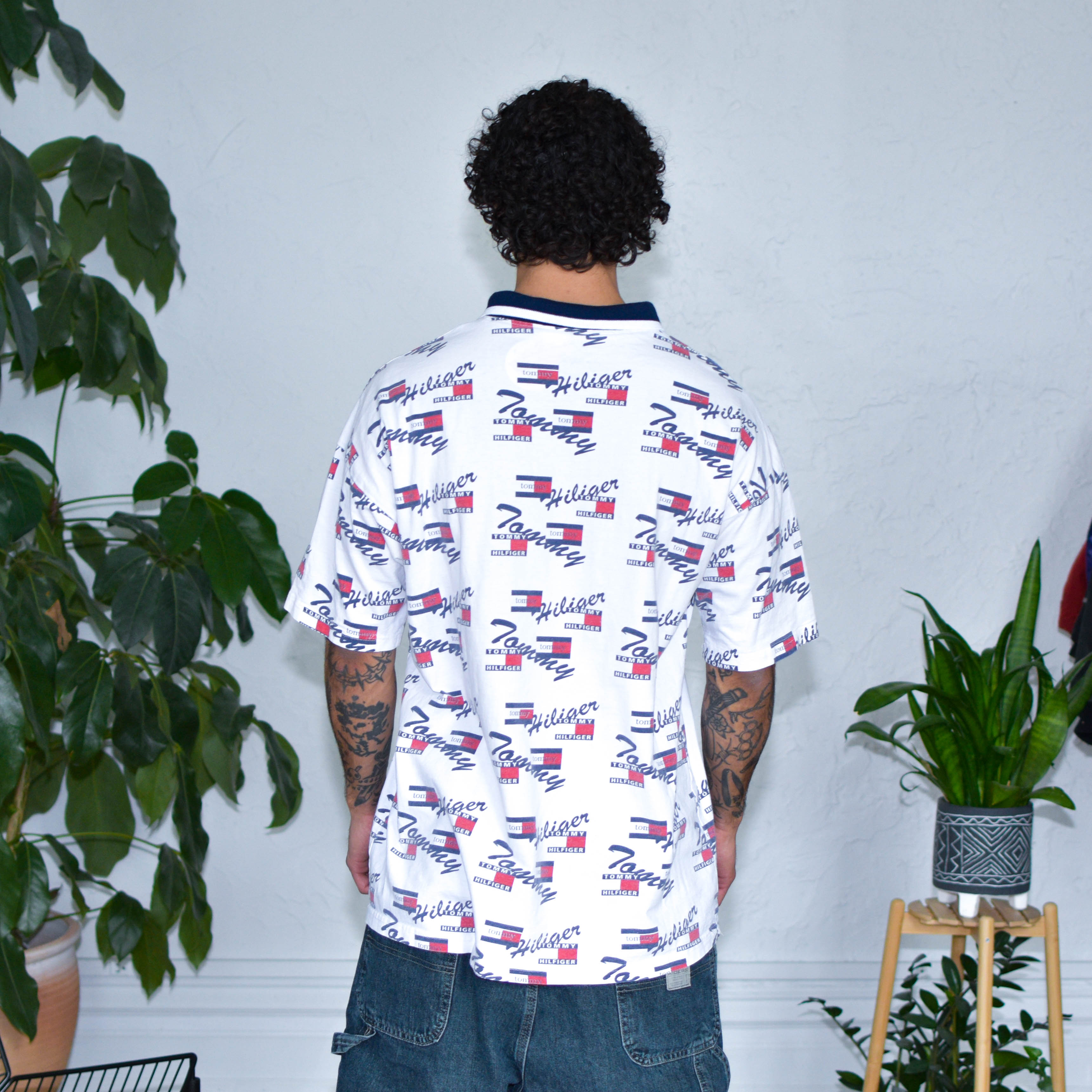 Vintage 90s Tommy Hilfiger AOP Polo Shirt