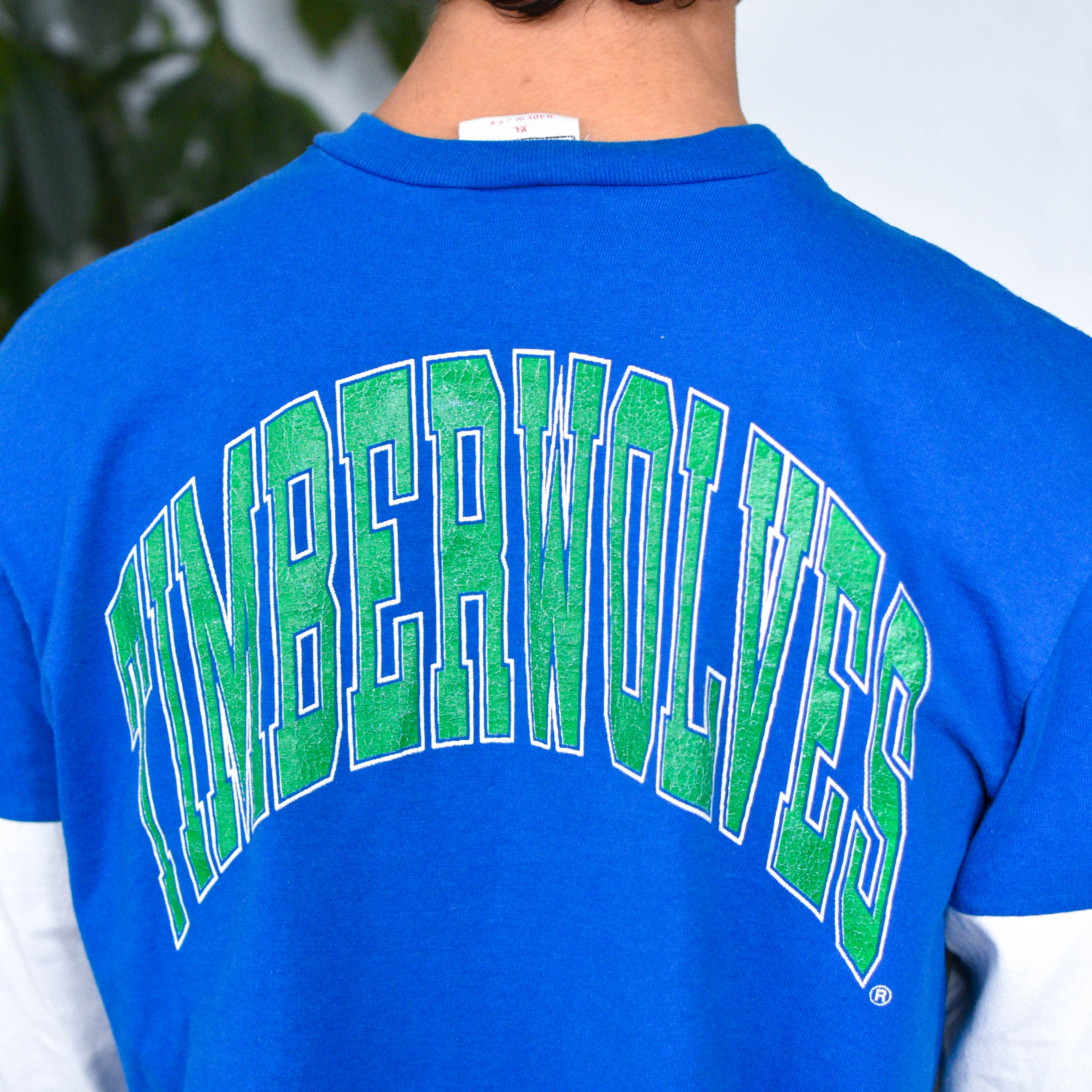 Vintage 90s Minnesota Timberwolves Nutmeg Mills Long Sleeve Shirt