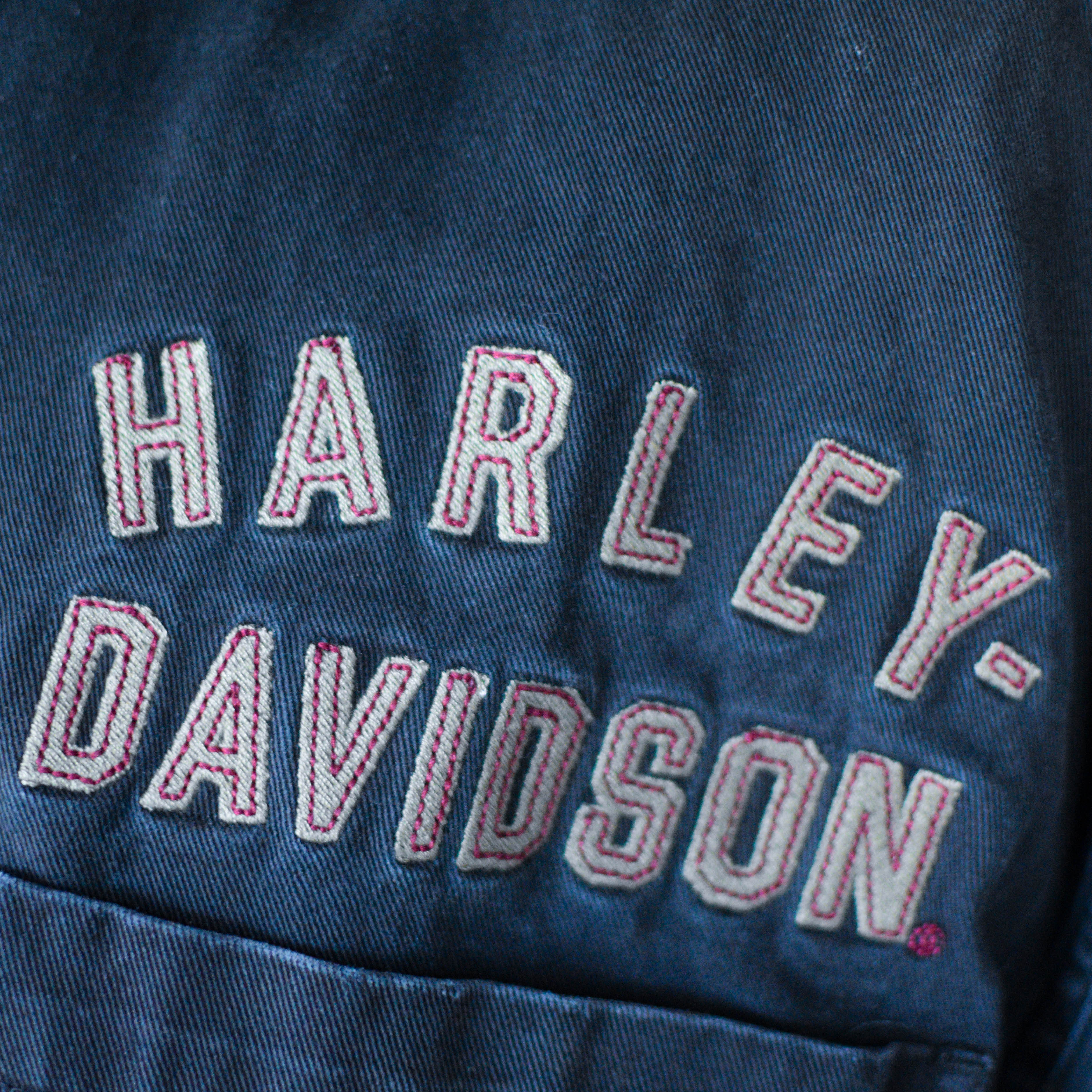 Vintage Harley Davidson Black Embroidered Button-Up