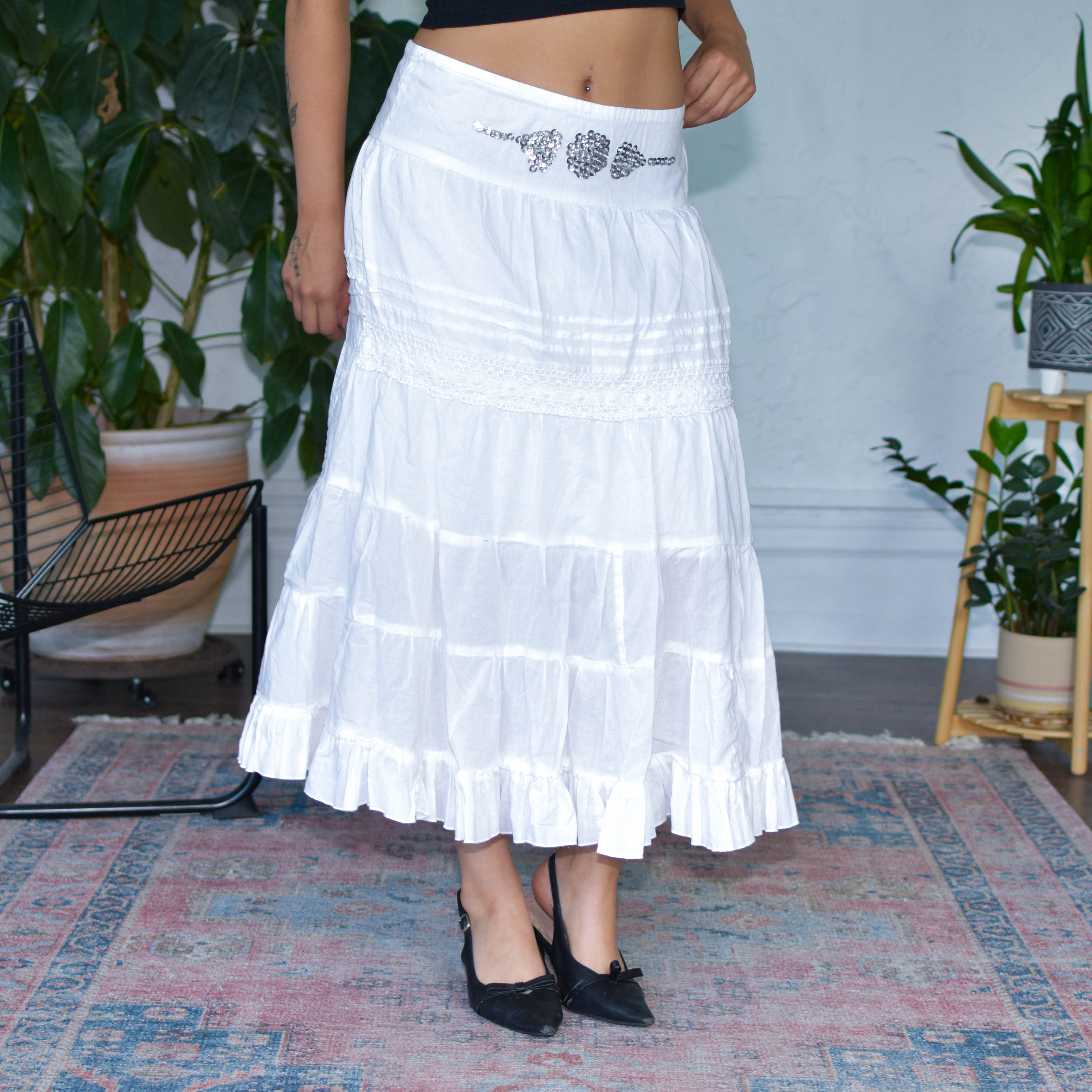 Vintage Y2K SXY JNS White Maxi Skirt
