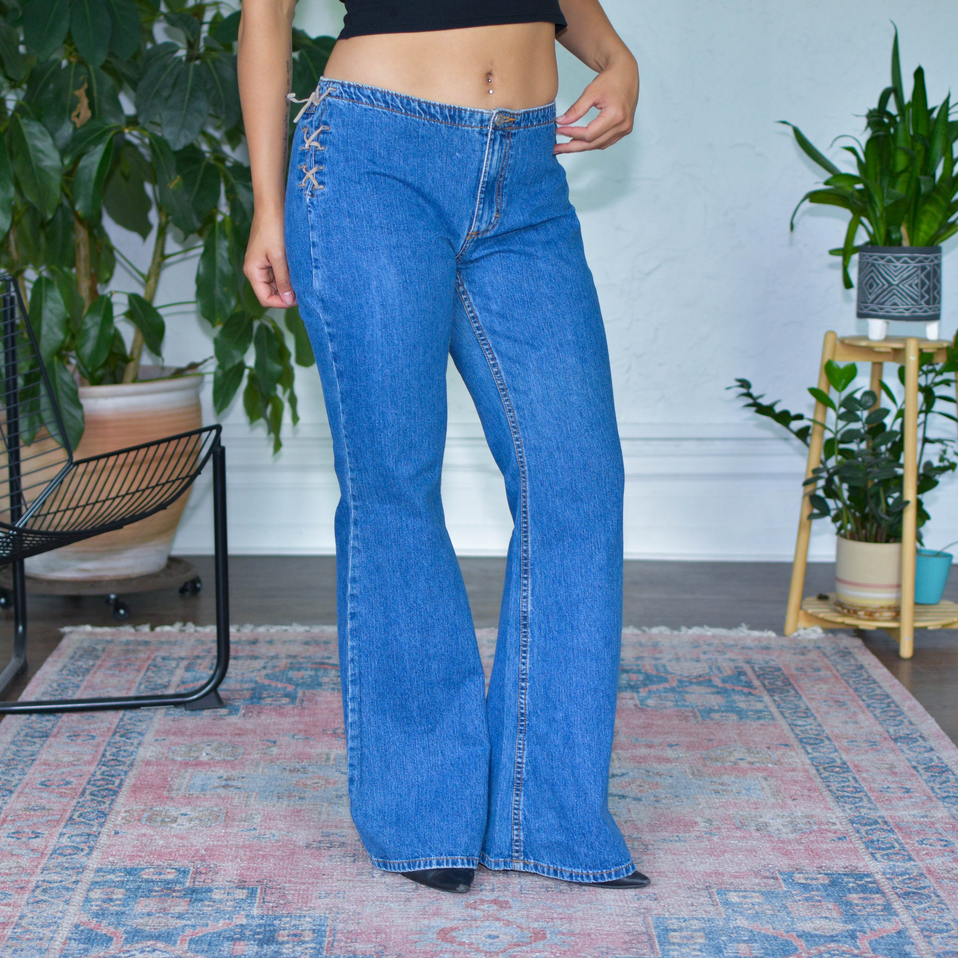 Vintage Y2K Jordache Lace-Up Flare Jeans