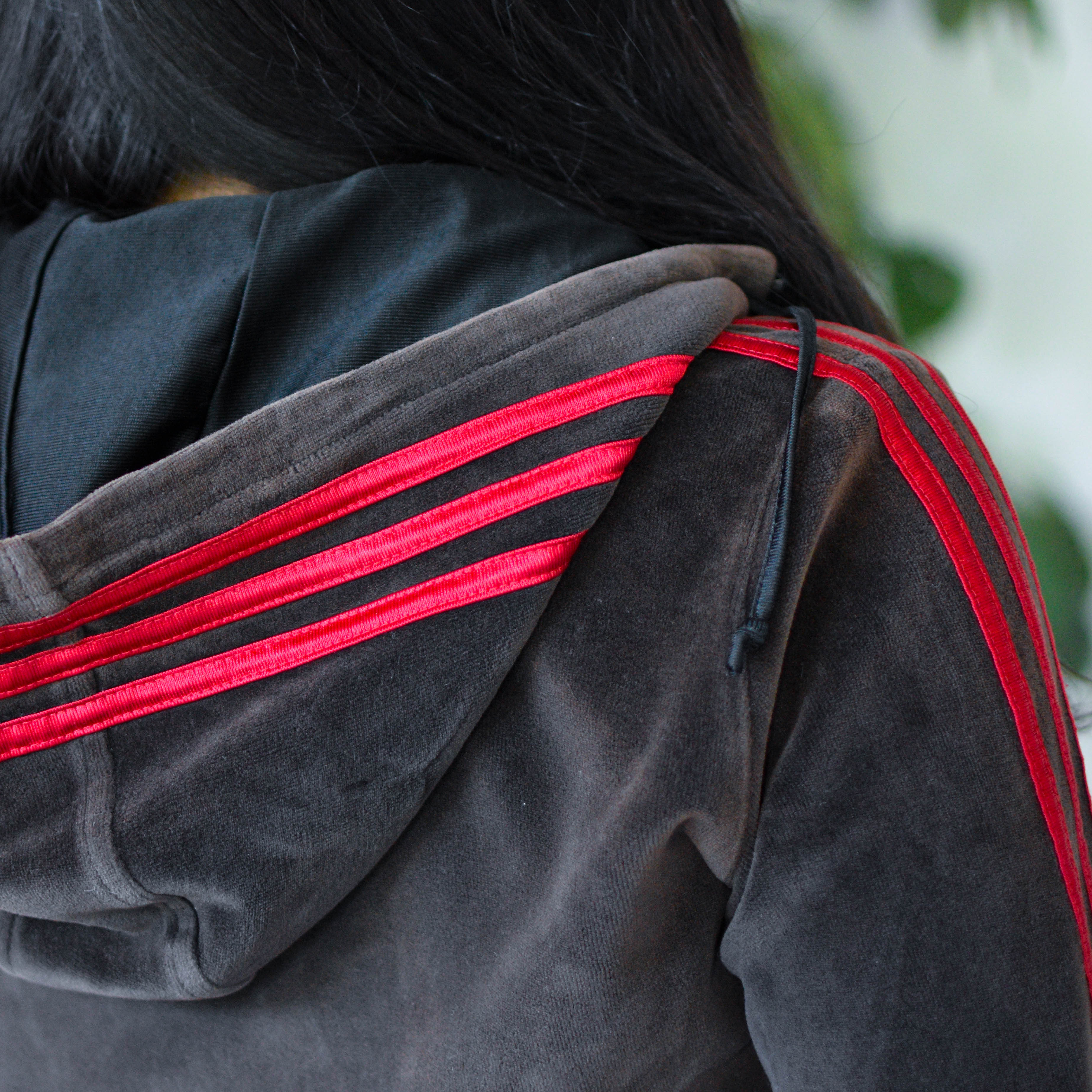 Vintage Y2K Adidas Velour Zip-Up Hoodie