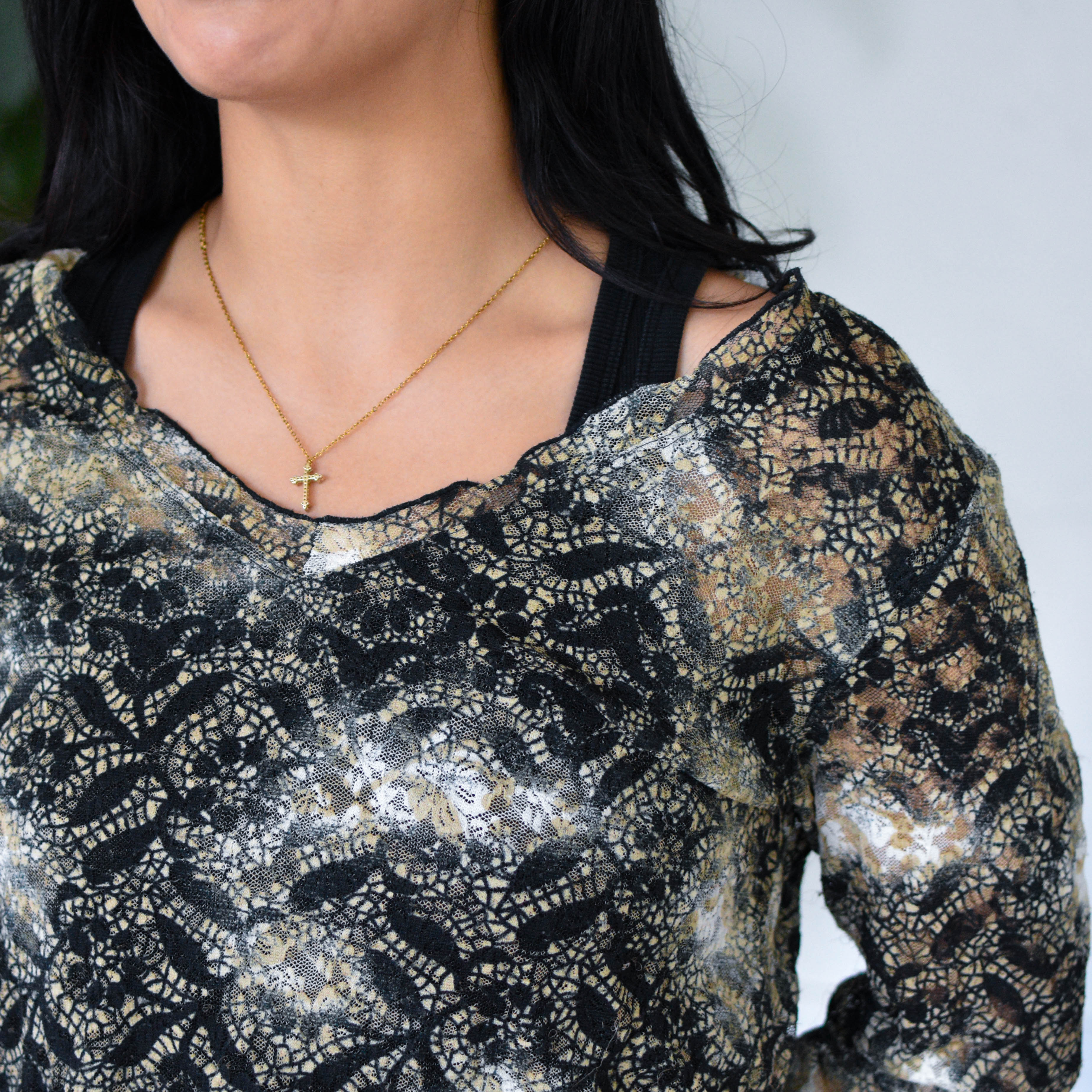 Vintage Y2K Fashion Bug Multiprint Lace Blouse