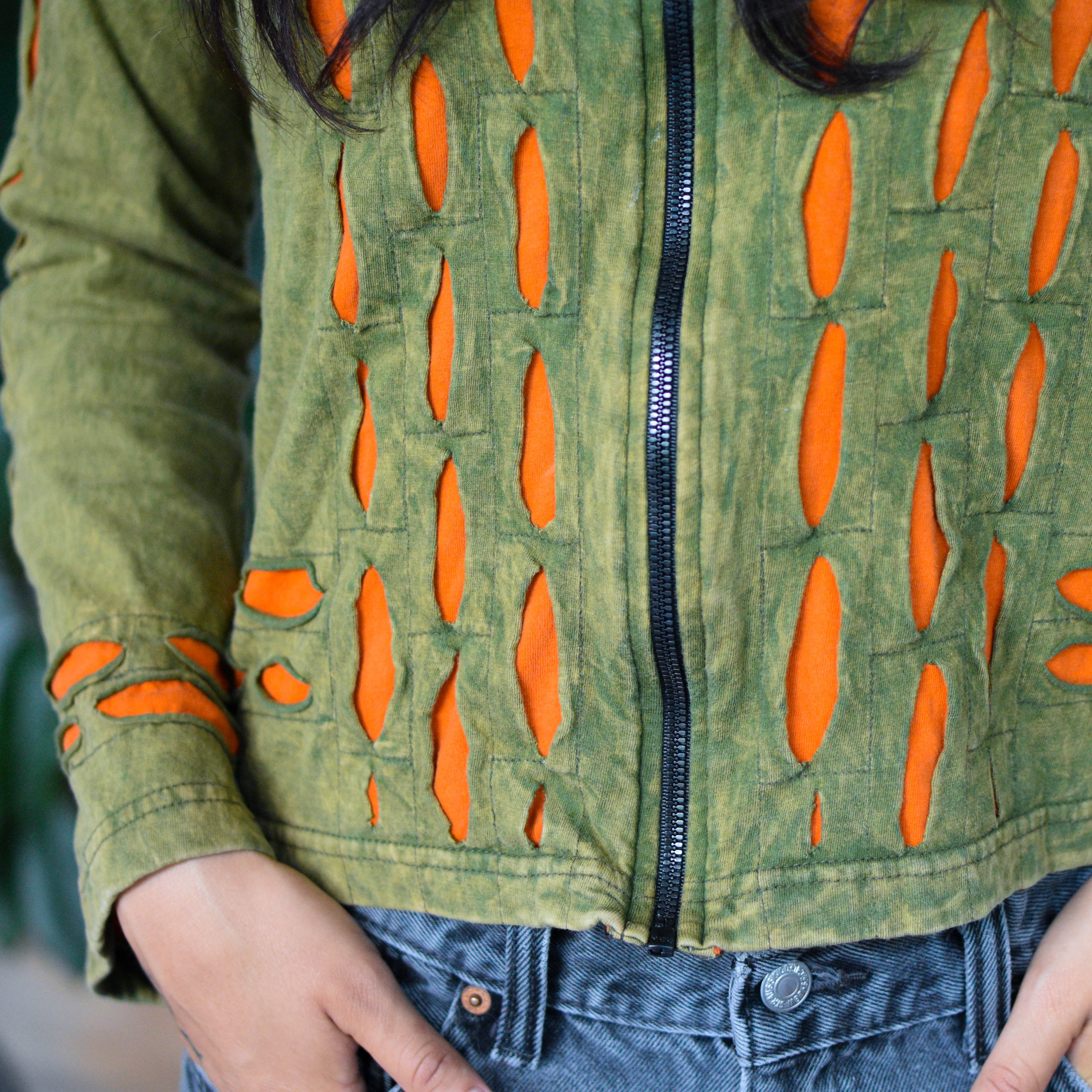 Vintage Y2K Stonewash Patchwork Pixie Hoodie