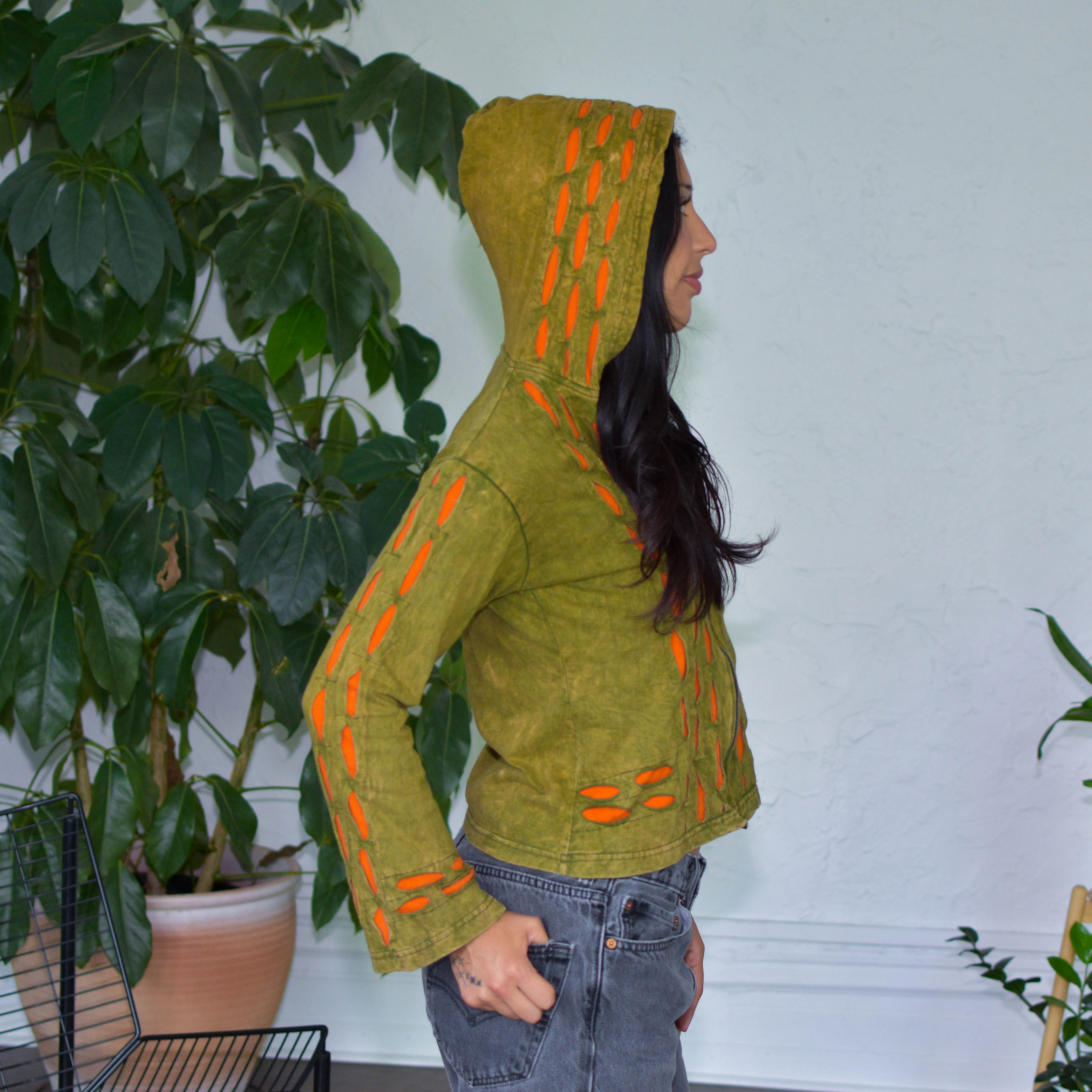 Vintage Y2K Stonewash Patchwork Pixie Hoodie
