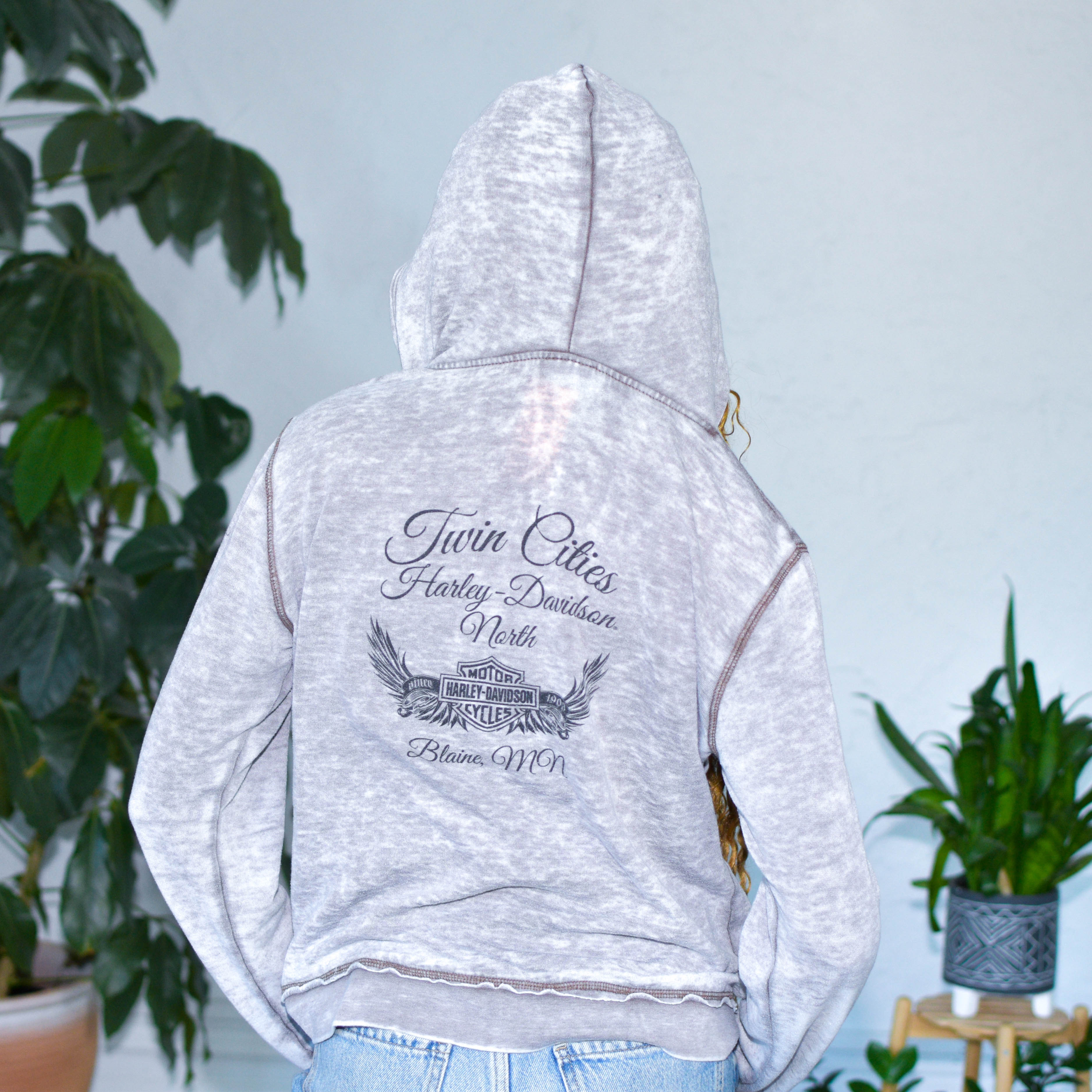 Vintage Y2K Harley Davidson Twin Cities Femme Bedazzled Hoodie