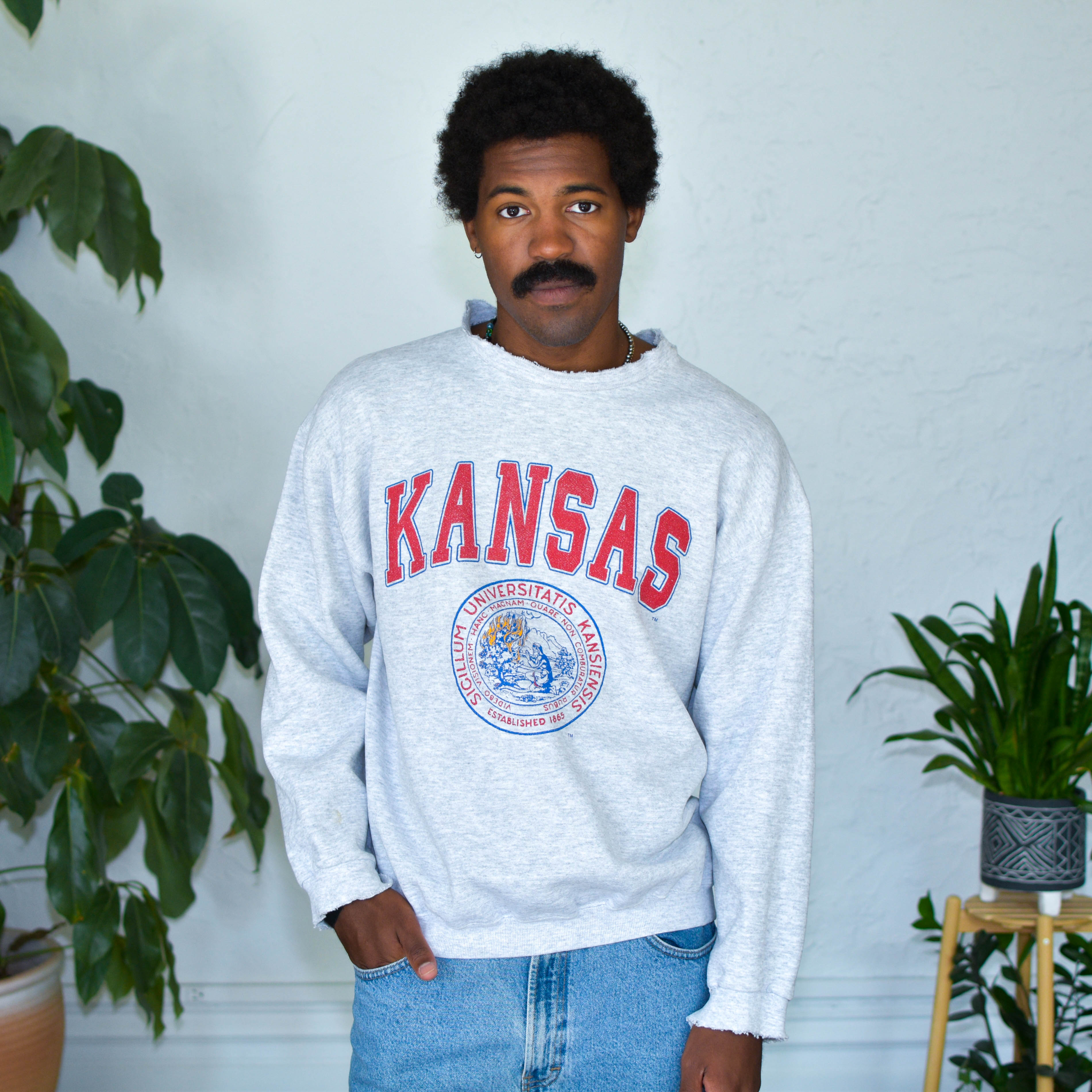 Vintage 80s University of Kansas Gray Crewneck