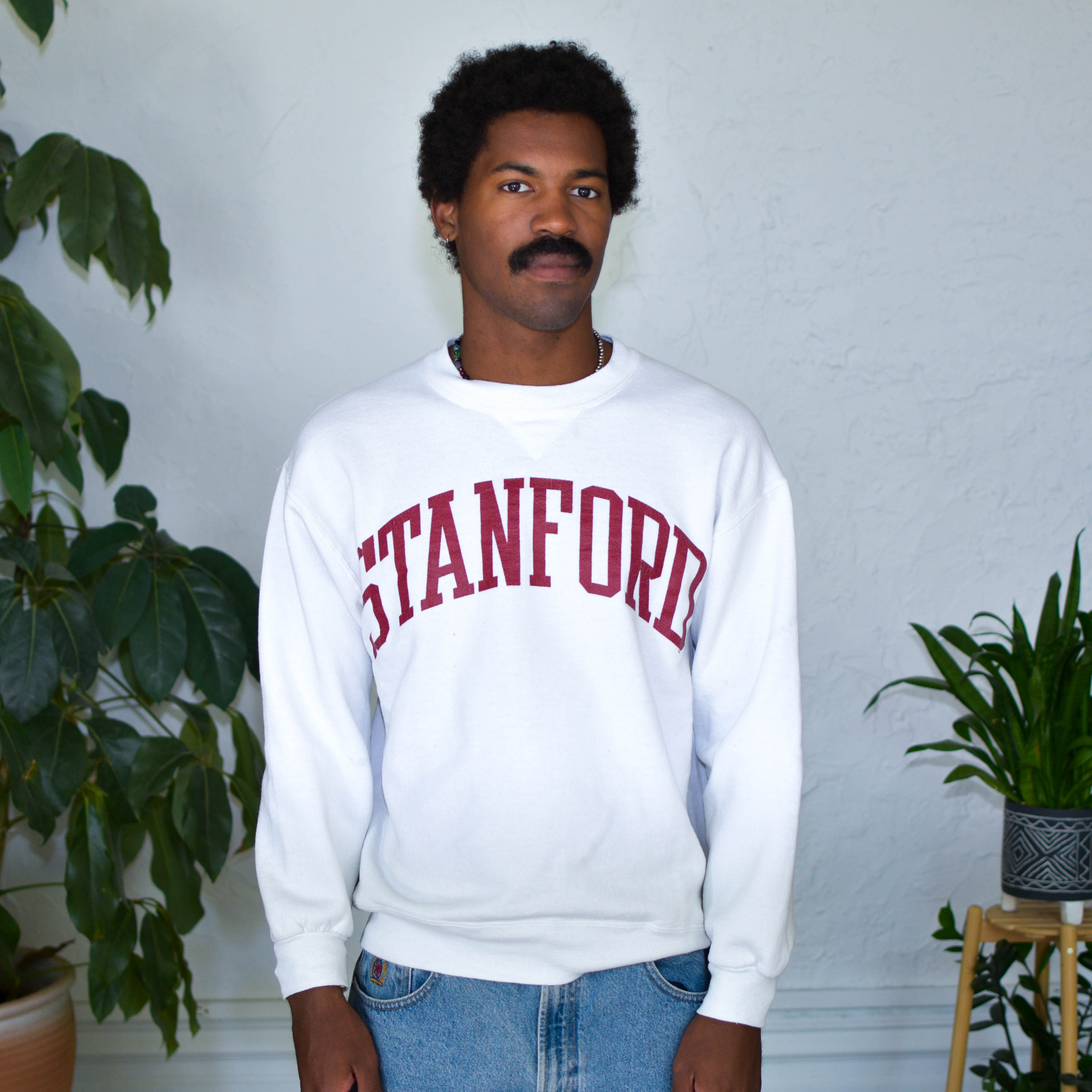 Vintage 90s Stanford University White Sweatshirt