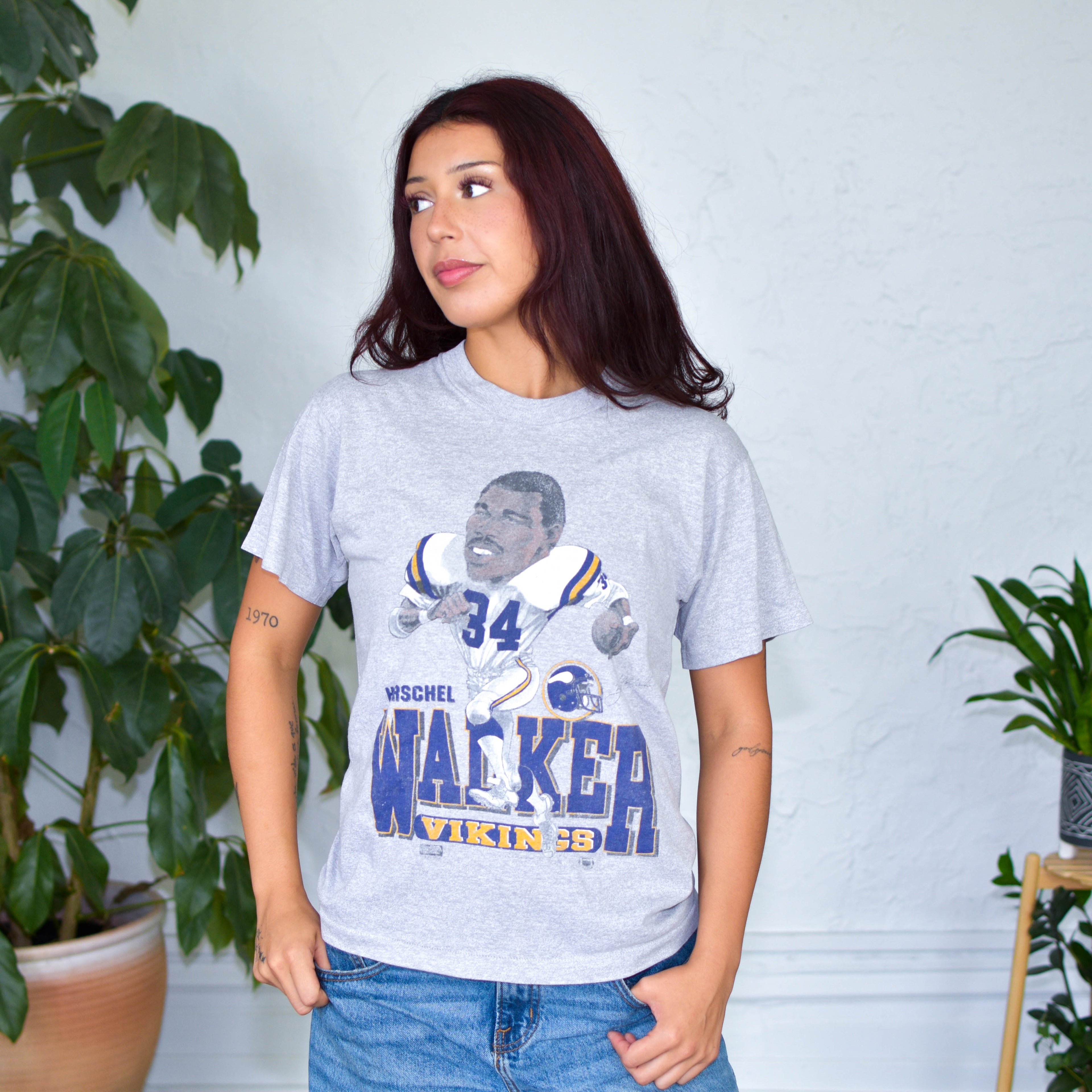 Vintage 80s Minnesota Vikings Herschel Walker Caricature T-Shirt
