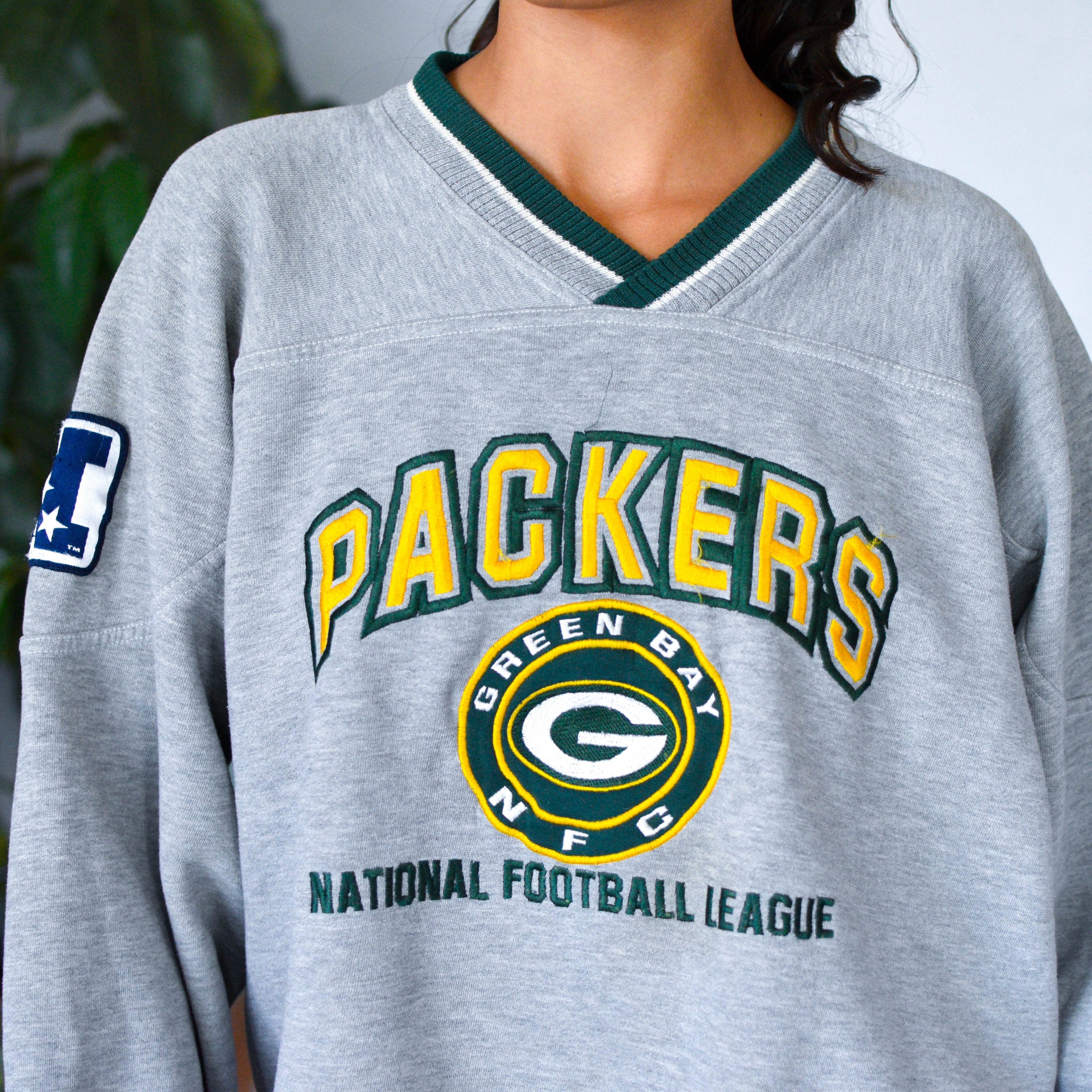 Vintage Green Bay Packers Embroidered Ribbed Sweatshirt