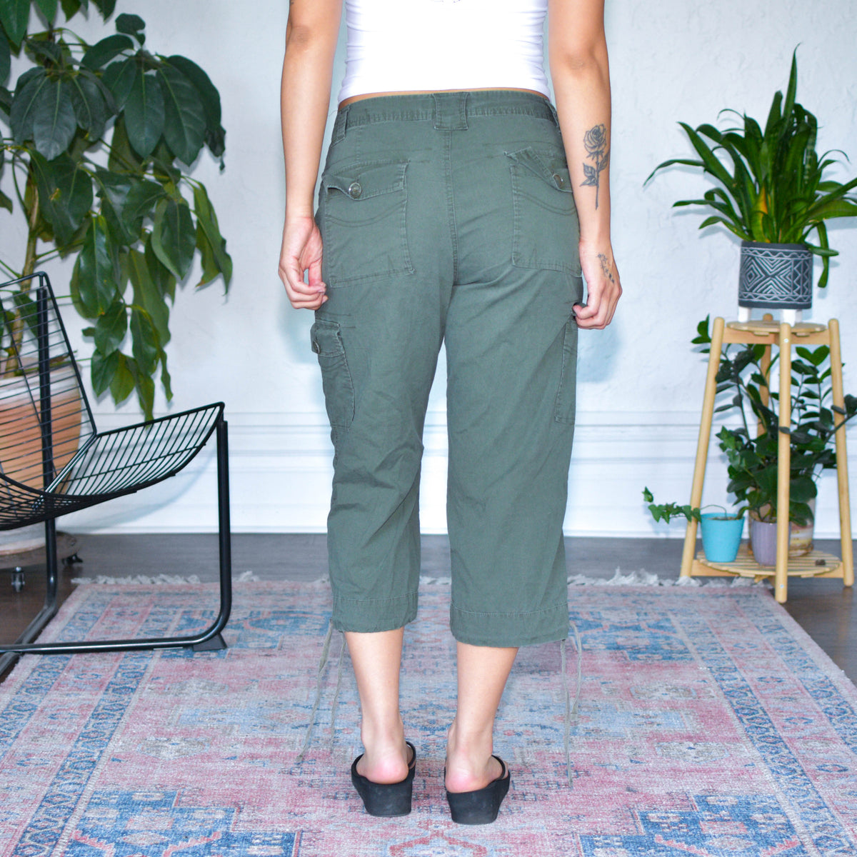 Vintage Y2K Femme Military Green Capris