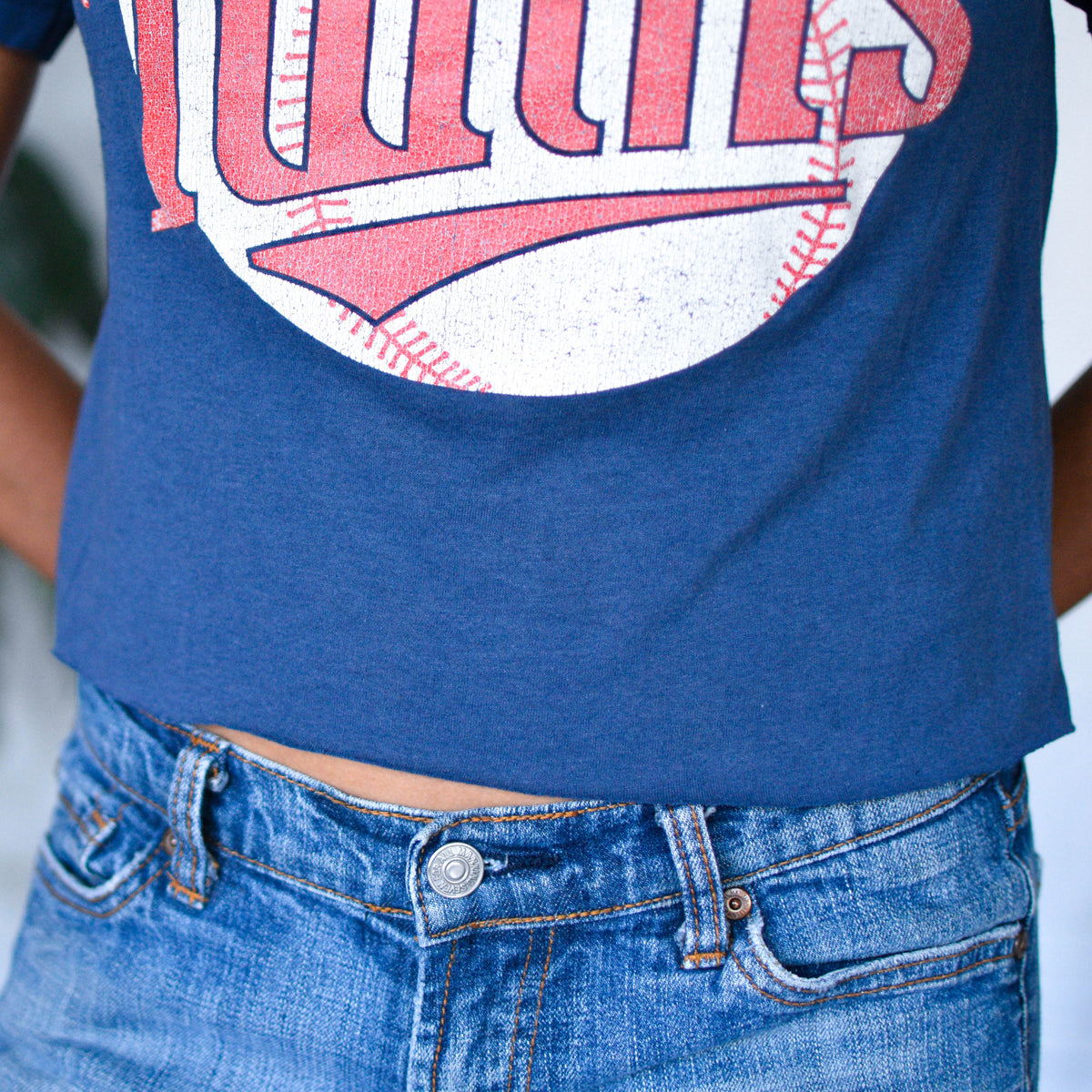 Vintage 80s Cropped Twins Baseball T-Shirt