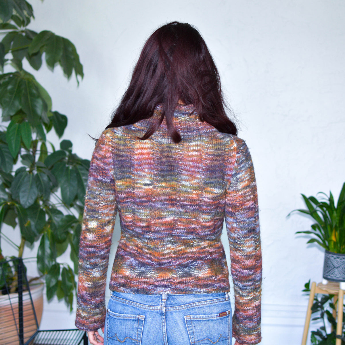 Vintage Femme Multi-Colored Wool Turtle Neck