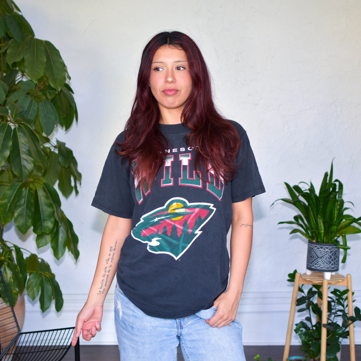 Vintage Minnesota Wild Faded Black Graphic T-Shirt