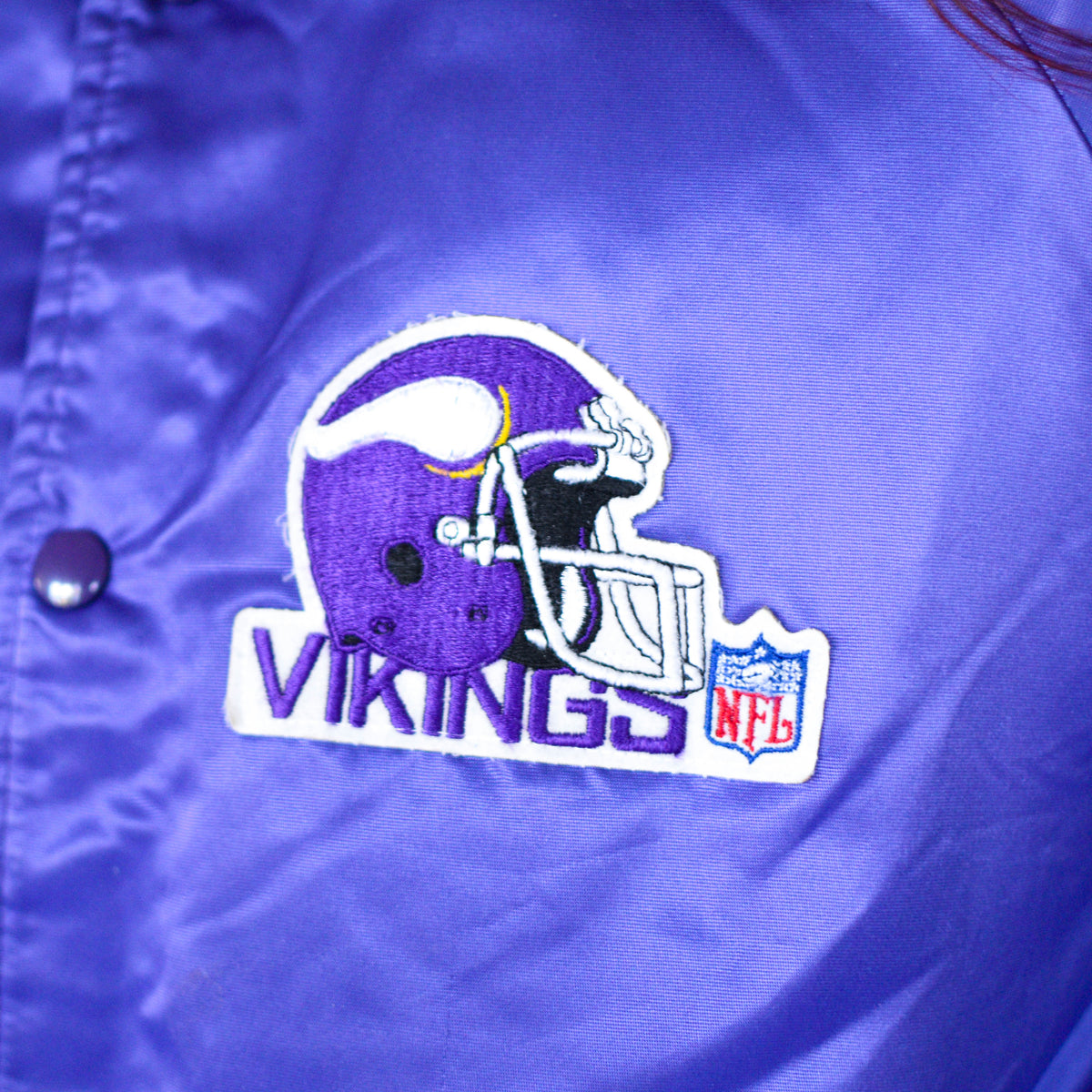 Vintage Minnesota Vikings Chalk Line Satin Bomber Jacket