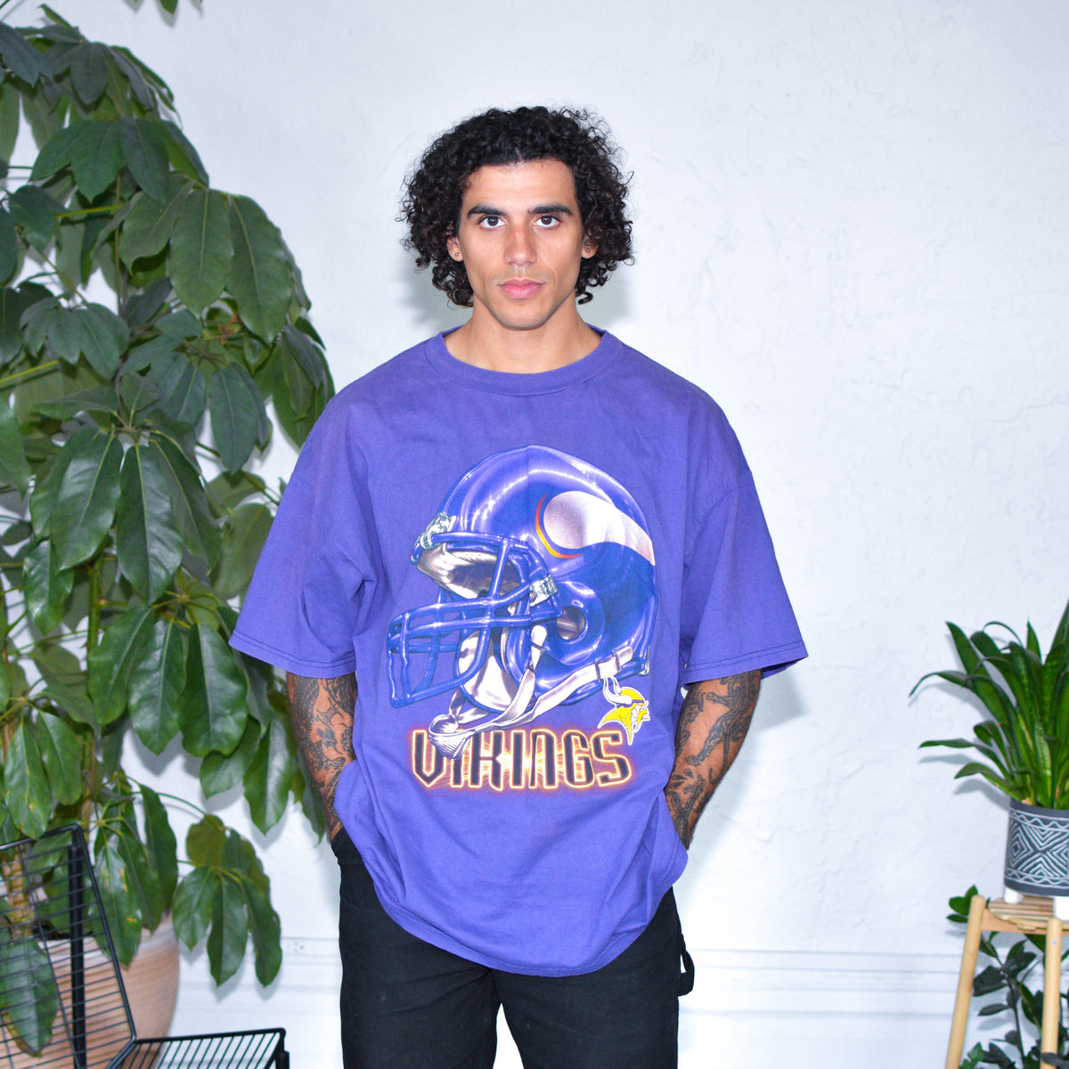 Vintage Minnesota Vikings 3D Helmet Graphic T-Shirt