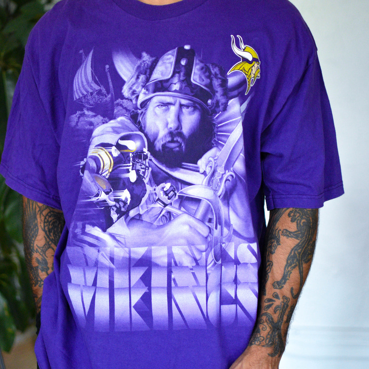 Vintage Minnesota Vikings Prop Player Purple Graphic T-Shirt