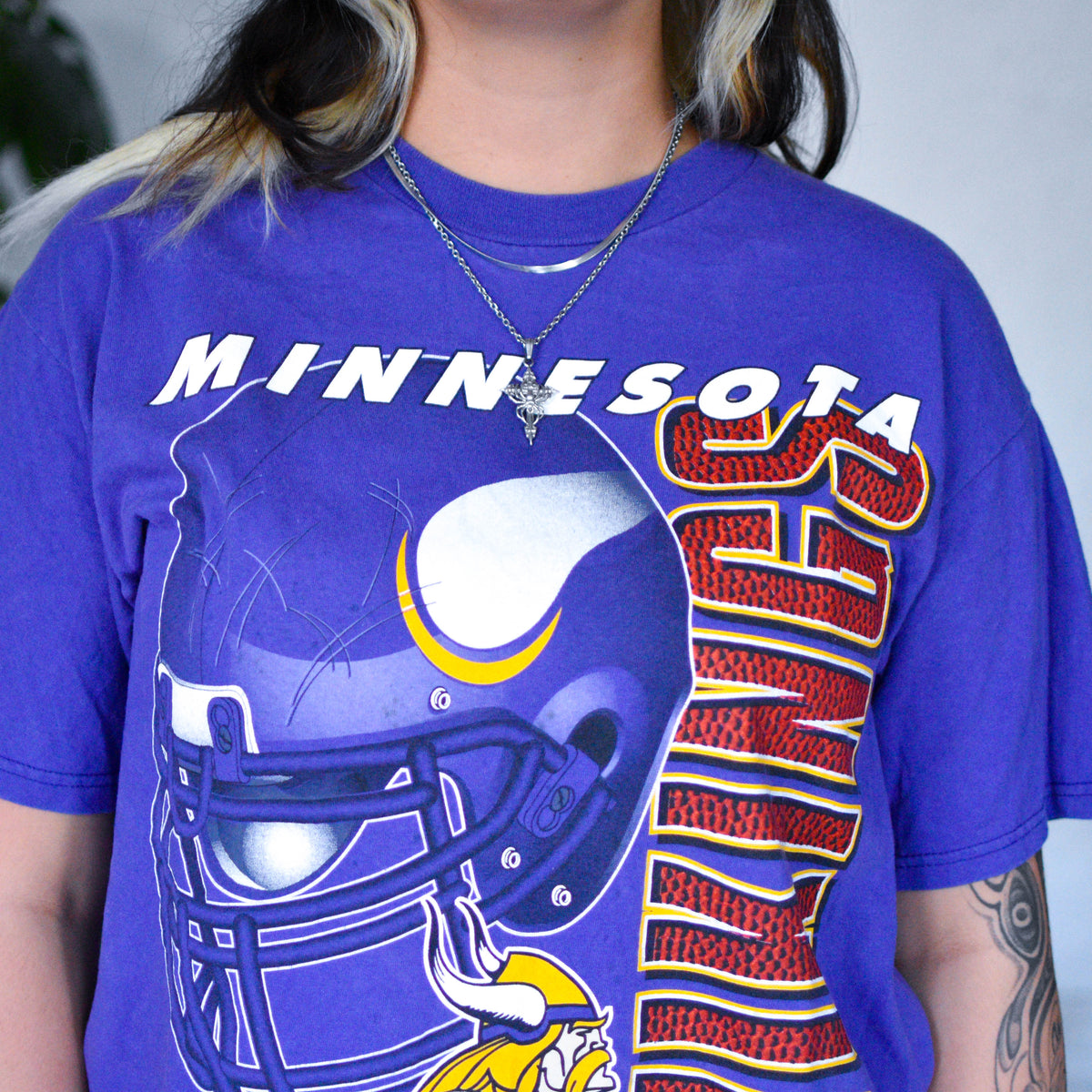Vintage Minnesota Vikings 3D Helmet Graphic T-Shirt