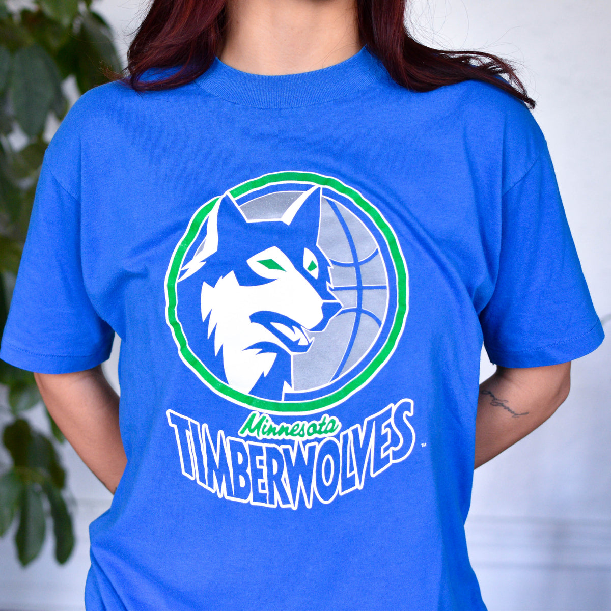 Vintage 90s Blue Minnesota Timberwolves Logo T-Shirt