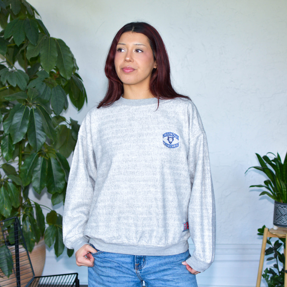 Vintage 90s Minnesota Timberwolves Pro Edge Heather Gray Crewneck