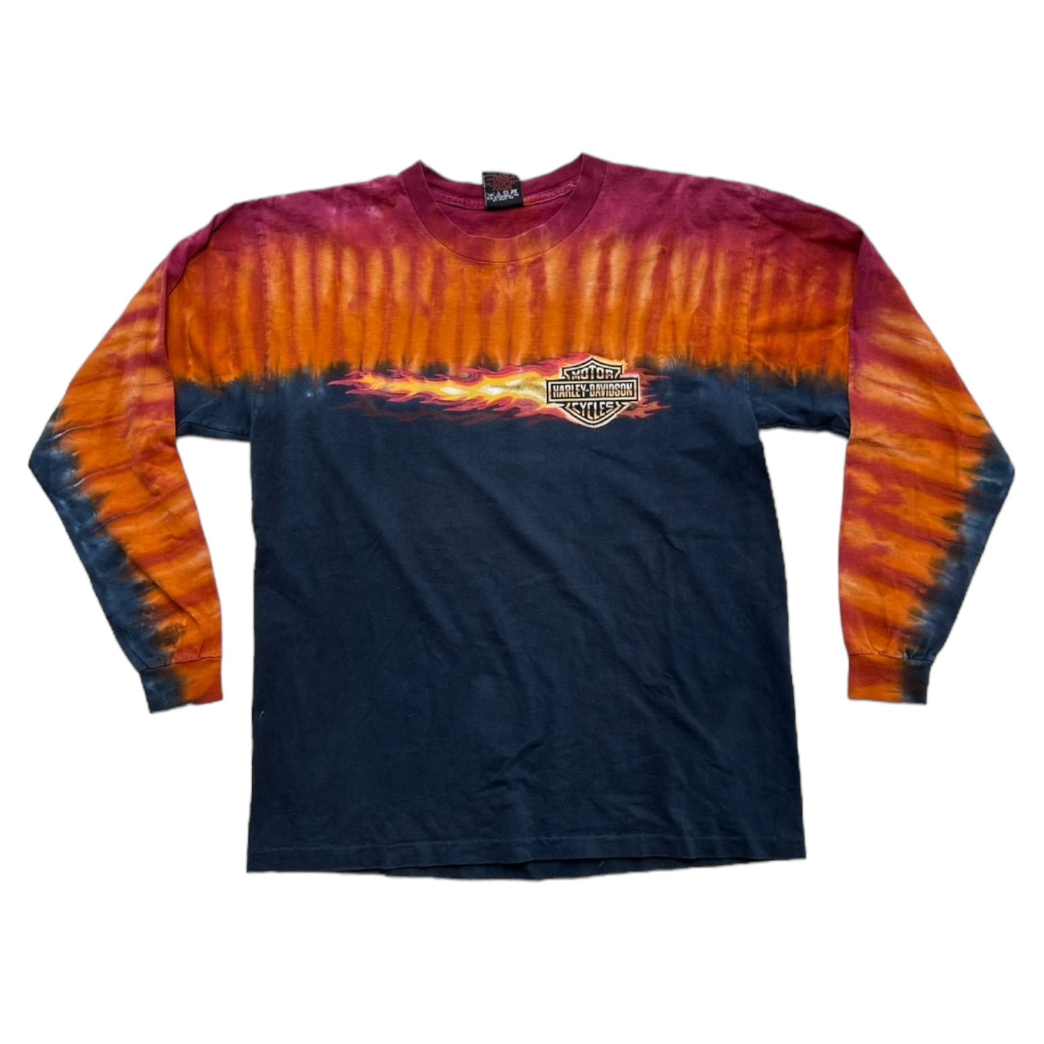 Vintage Harley Davidson Flame Graphic Long Sleeve T-Shirt