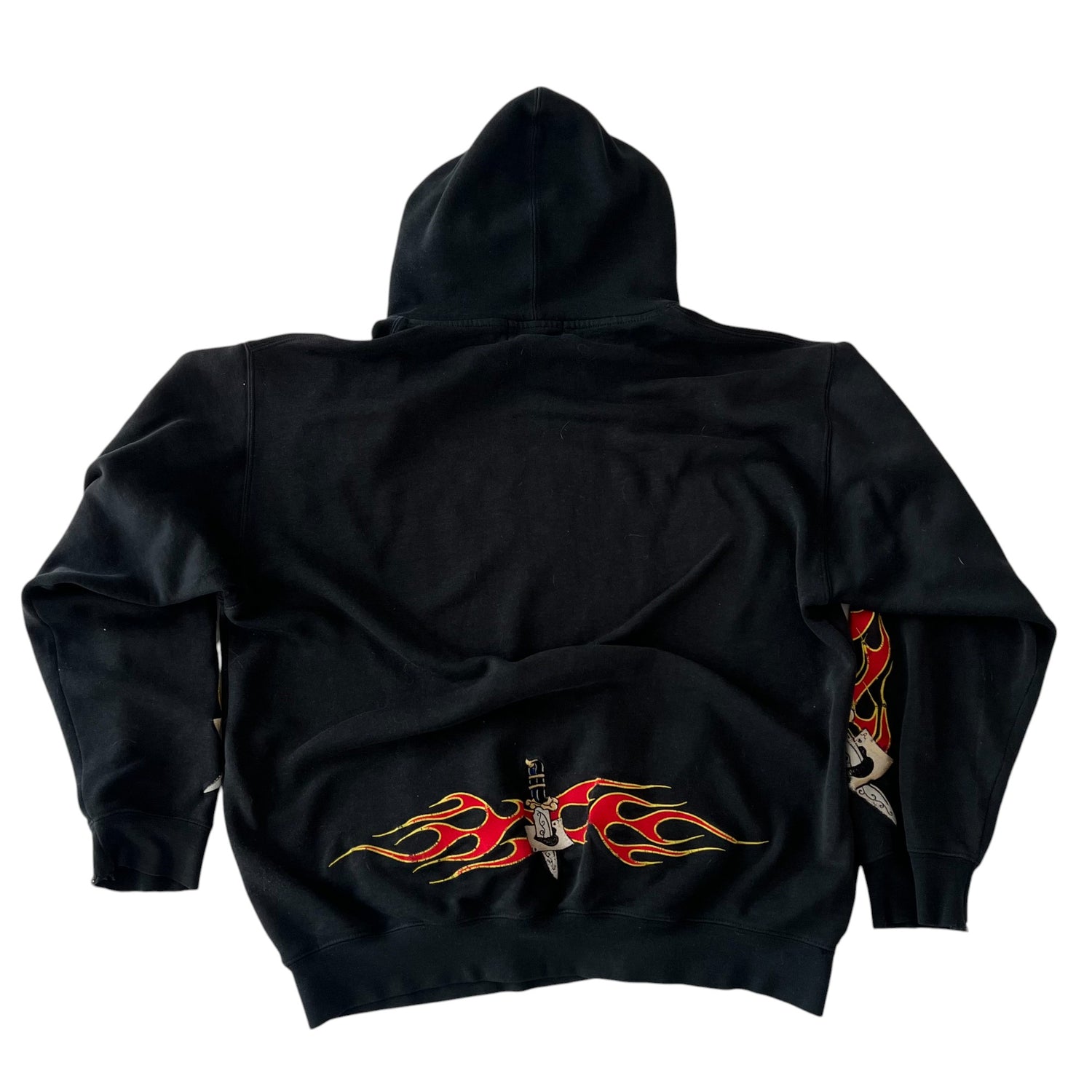 Y2k Sapphire Lounge Flame Embroidered Sleeve Hoodie