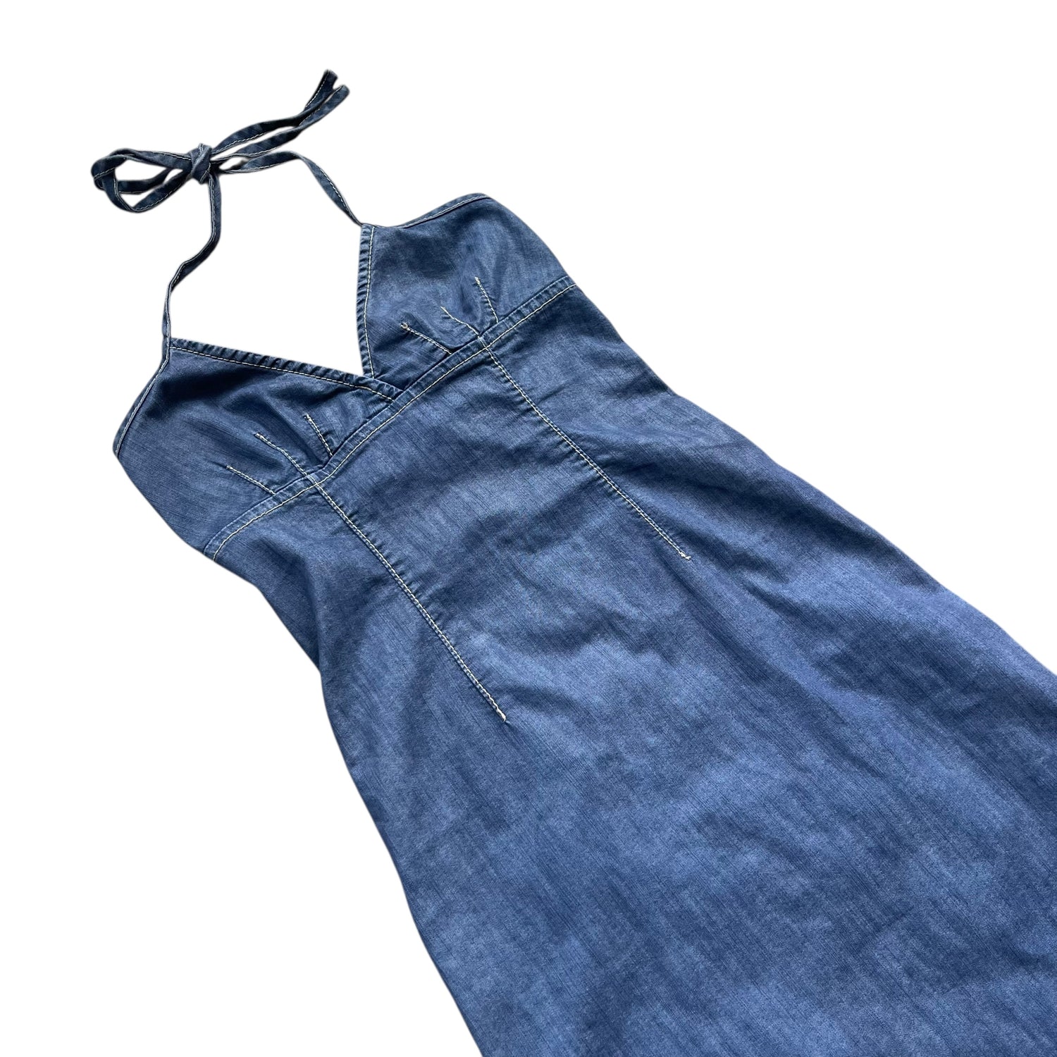 Vintage 80s Benetton Denim Halter Dress