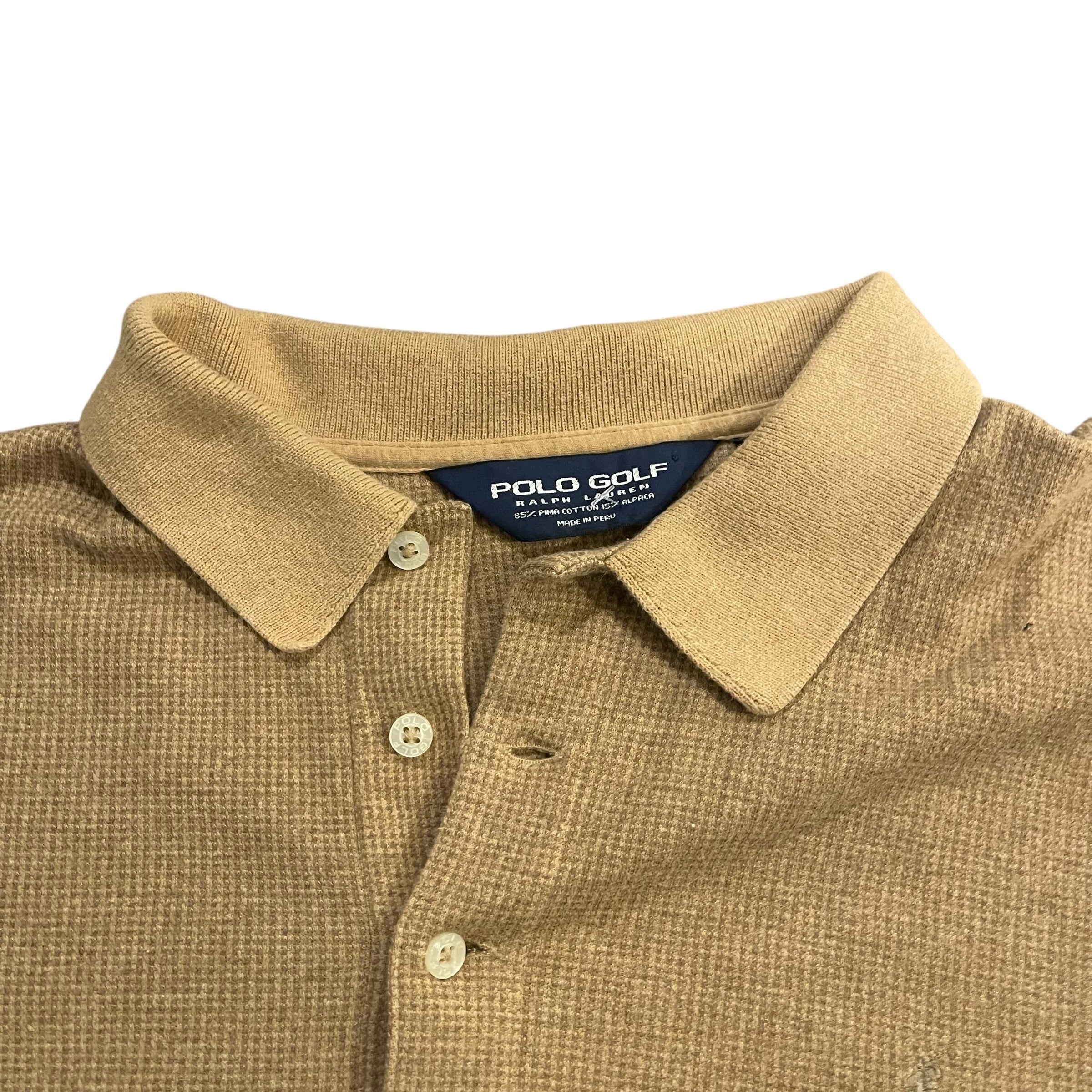 Vintage Polo Golf Ralph Lauren Tan Long Sleeve Polo Shirt