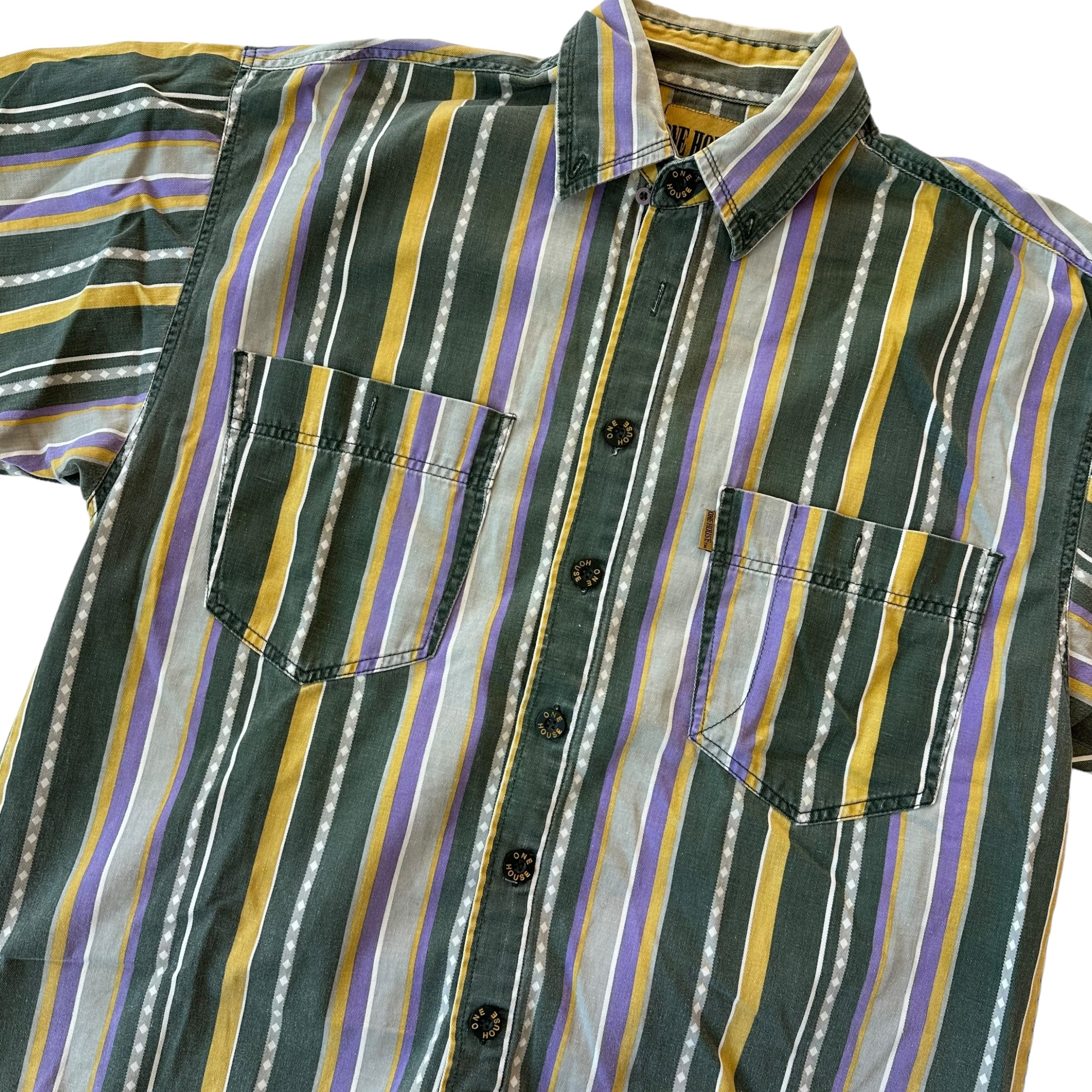 One House Vintage Stripped Button Up Shirt