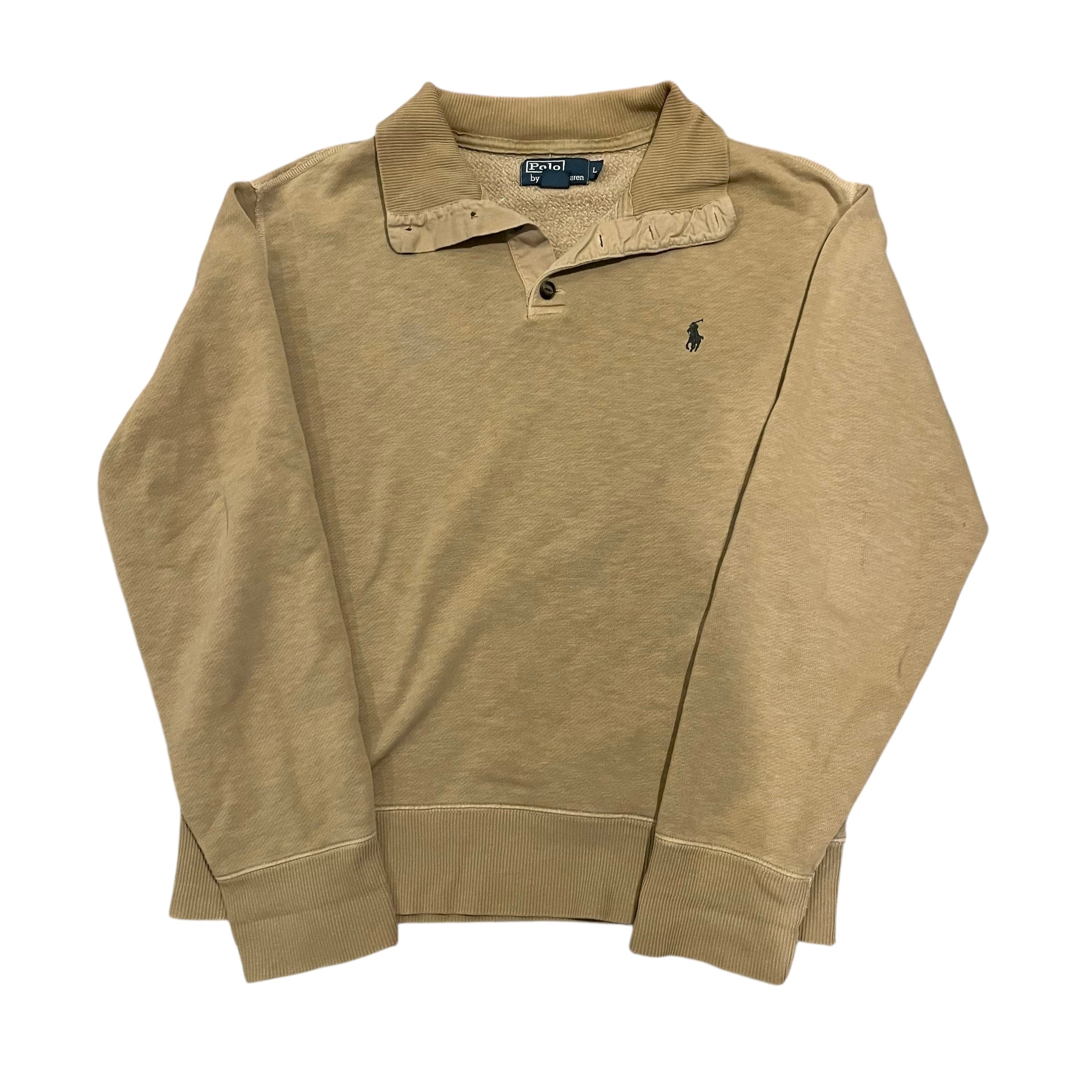 Vintage Polo Ralph Lauren Tan Quarter Button Up Sweater