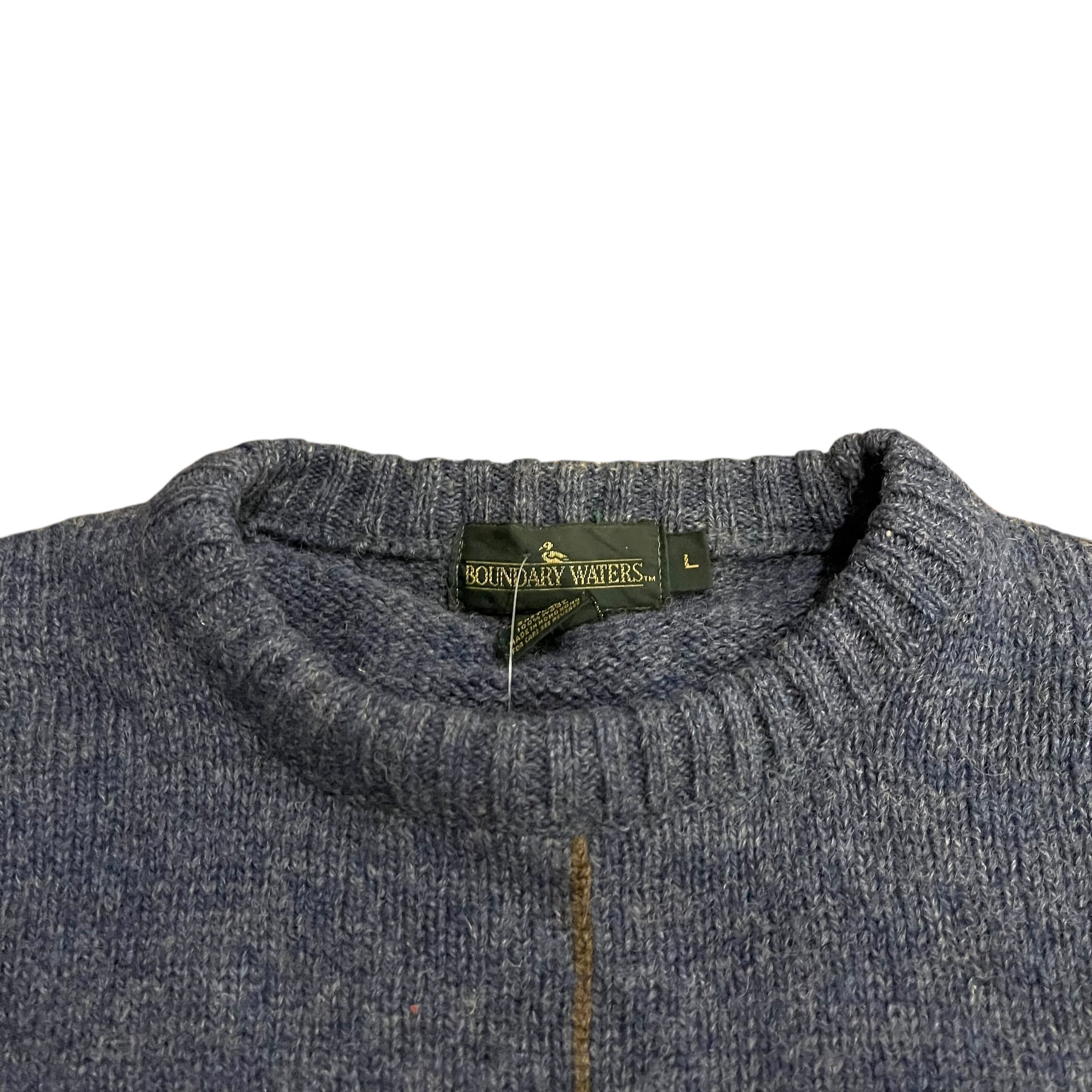 Vintage Boundary Waters Striped Wool Knit Sweater