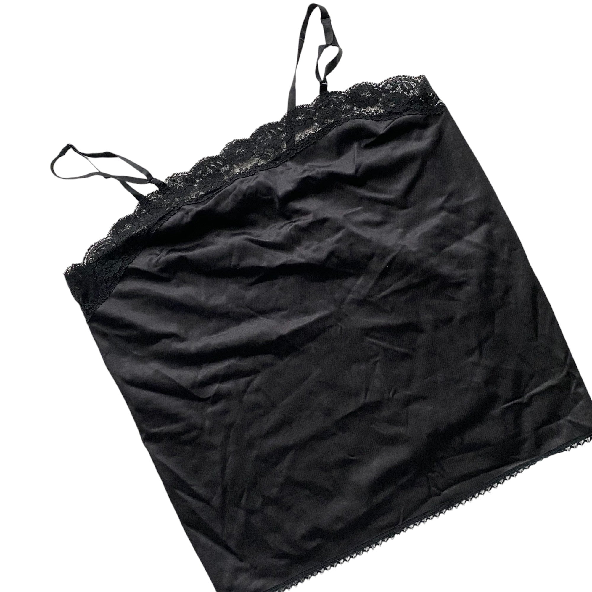 Vintage Black Satin Lacey Lingerie Top