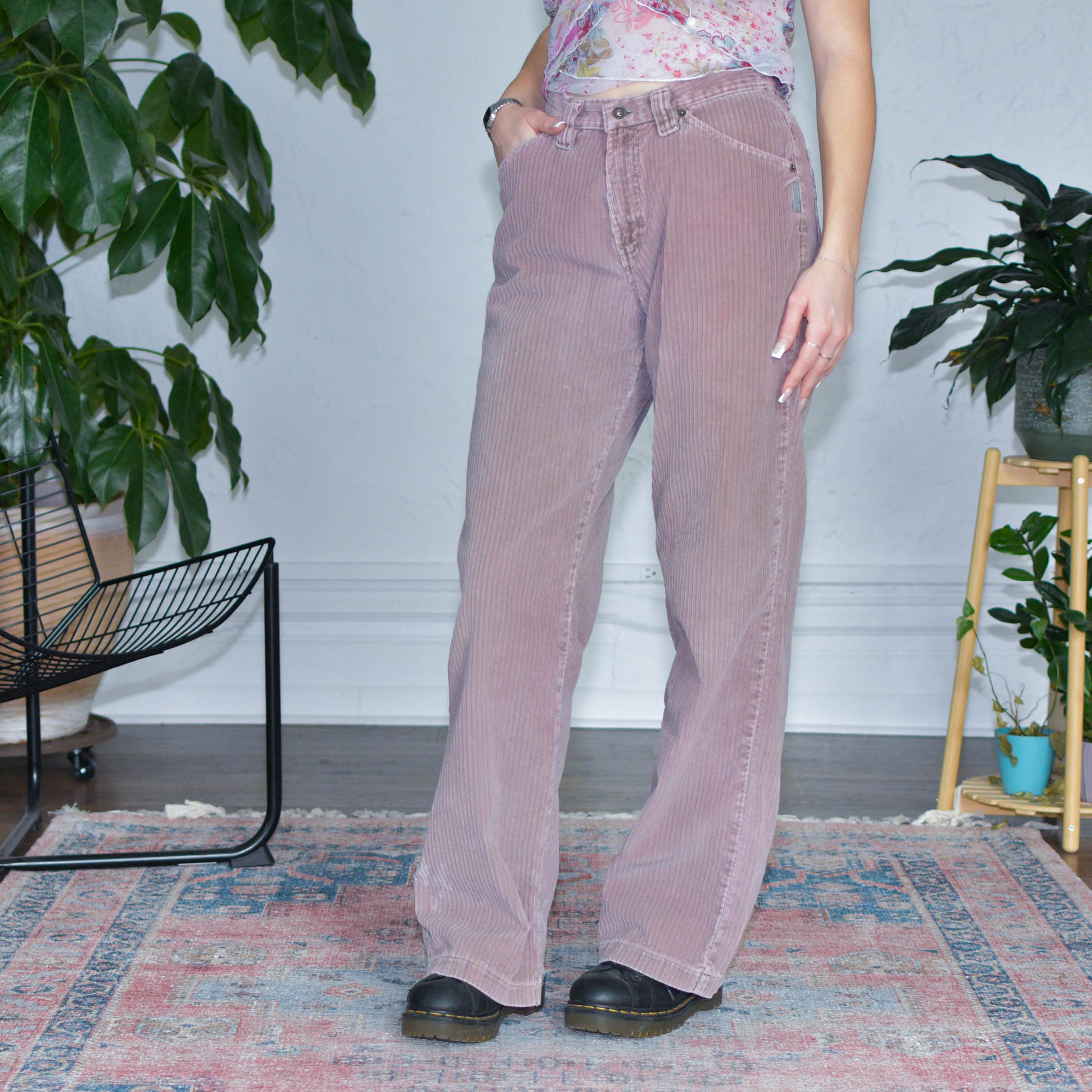 Vintage Silver Jeans Pink Corduroy Wide Leg Pants