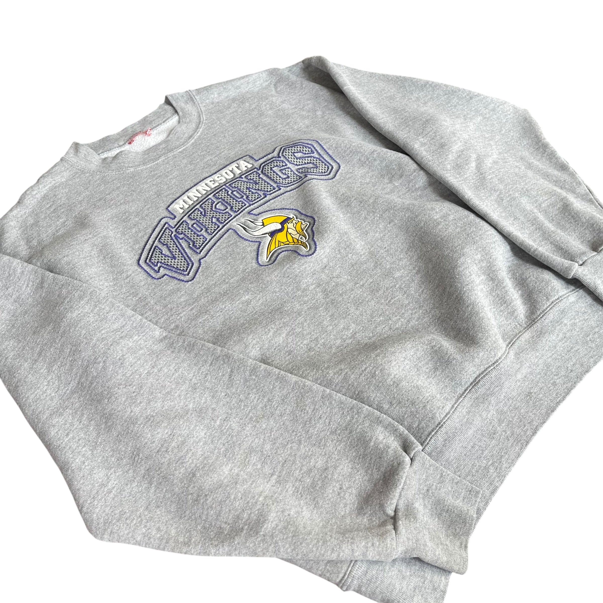 Vintage Minnesota Vikings Puff Print Gray Crewneck