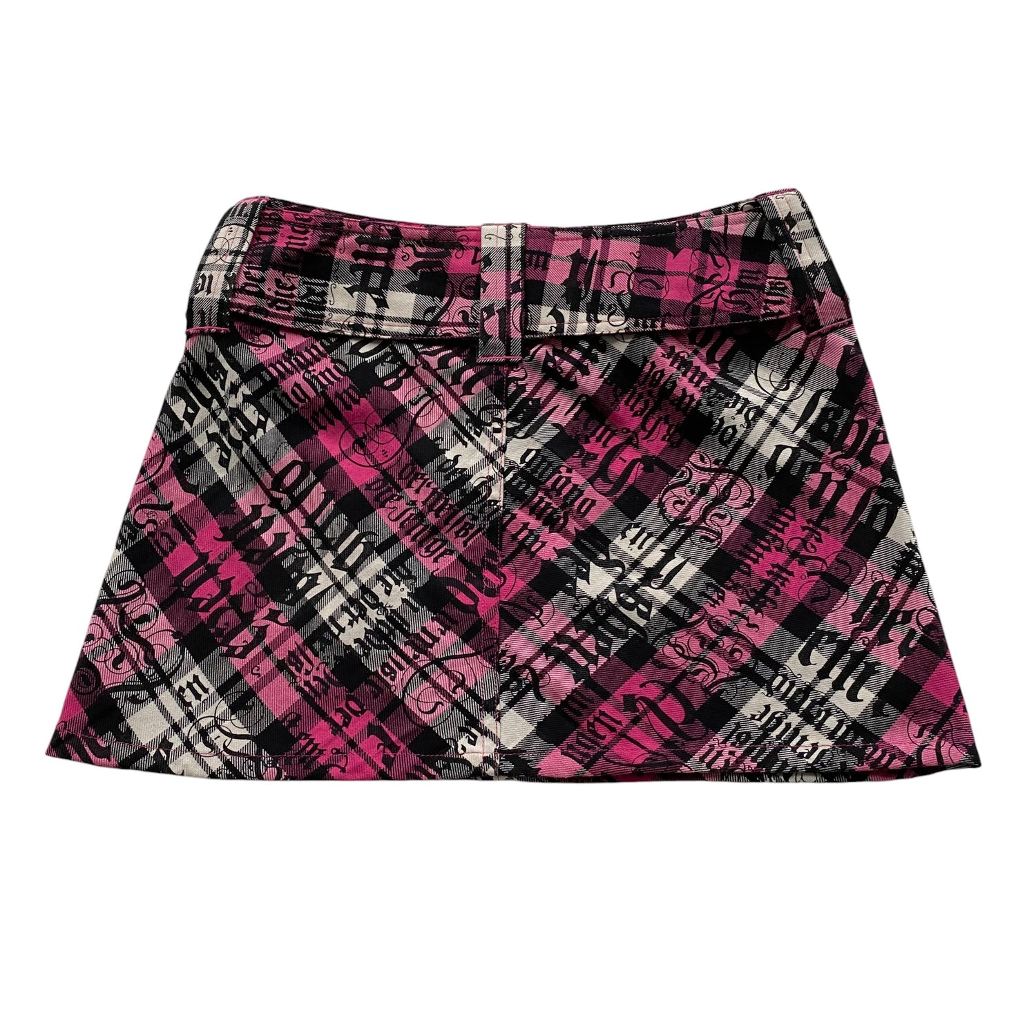 Y2k Spacegirls Graphic Pink Belt Mini Skirt