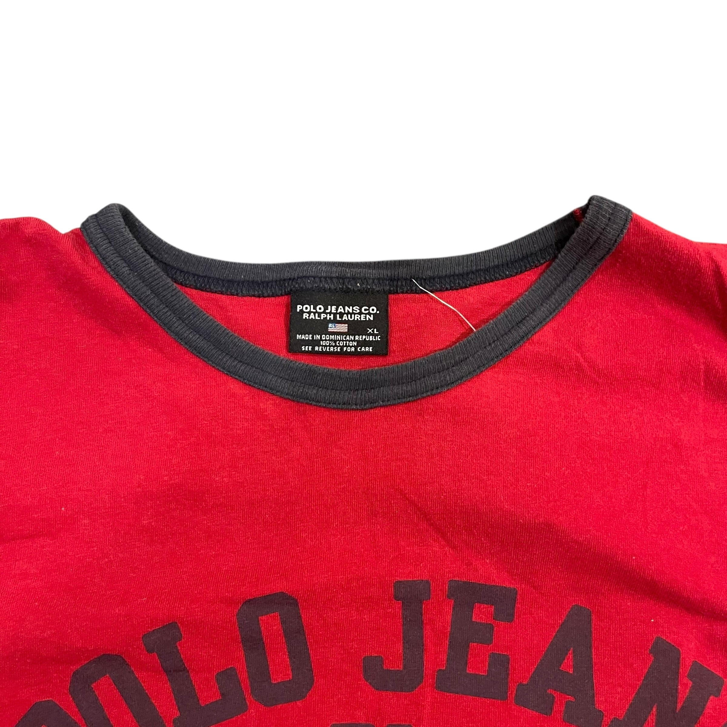 Y2K Polo Jeans Red Ringer T-Shirt