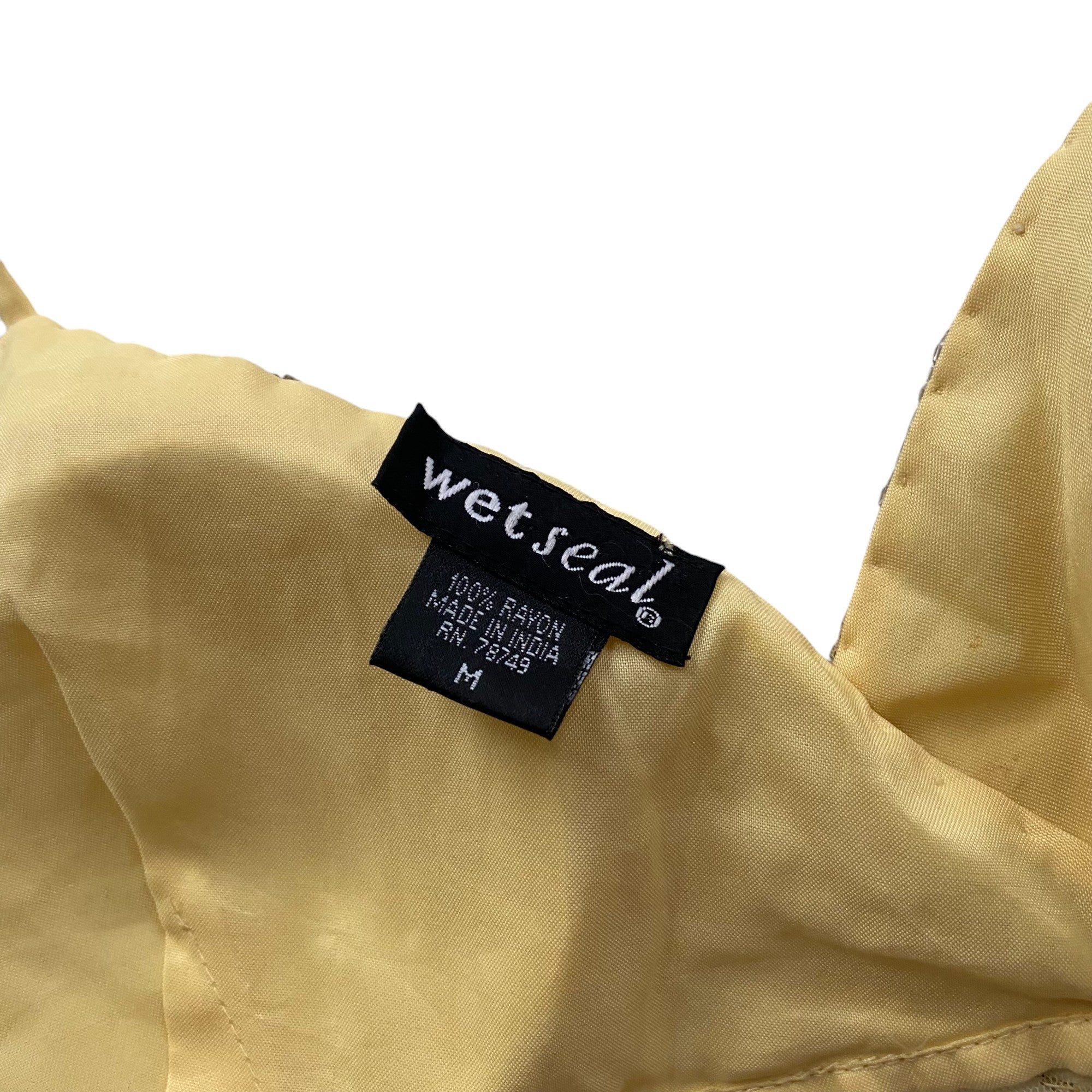 Y2k Wet Seal Yellow Beaded Blackless Halter Top
