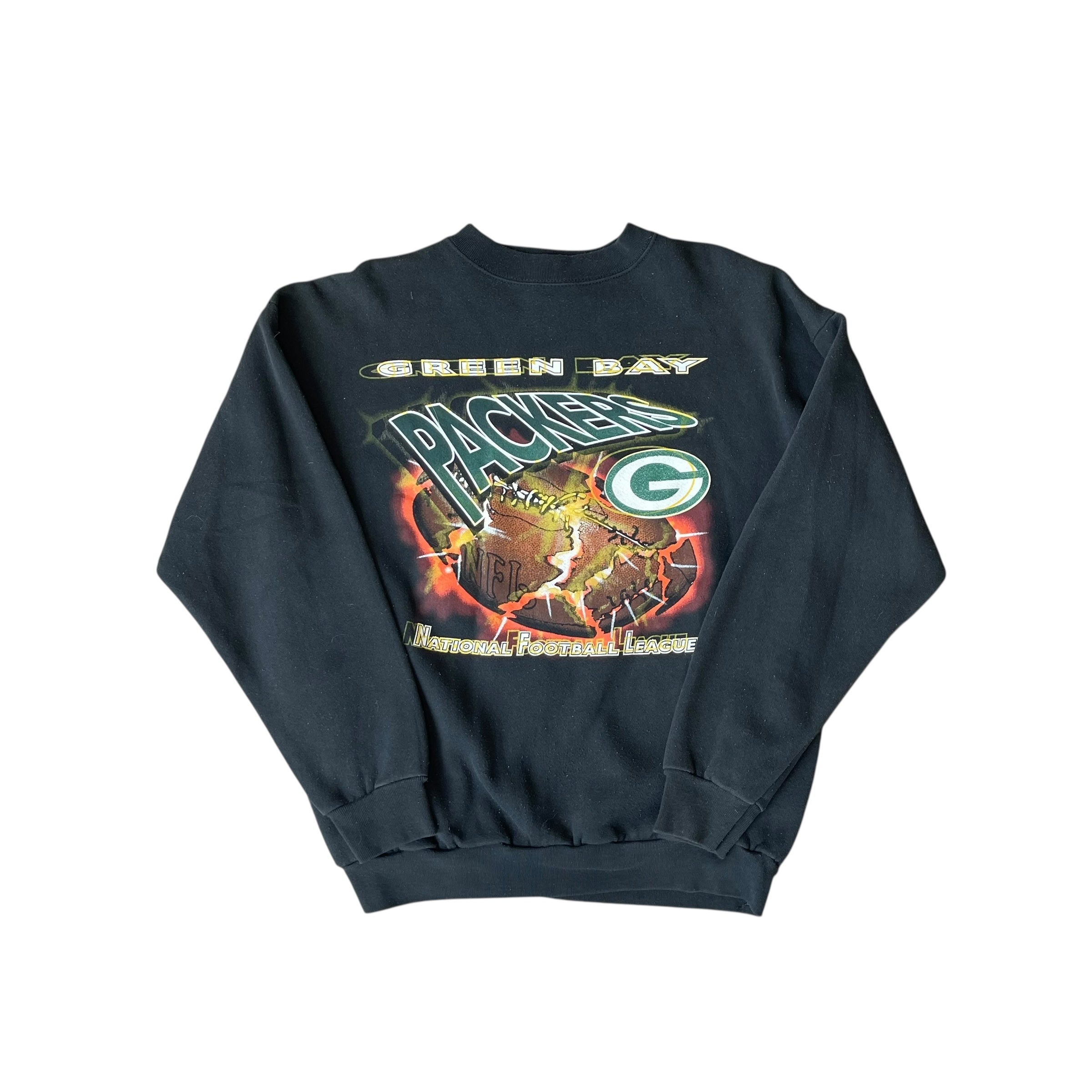 Vintage 90s Green Bay Packers Black 3D Logo Crewneck