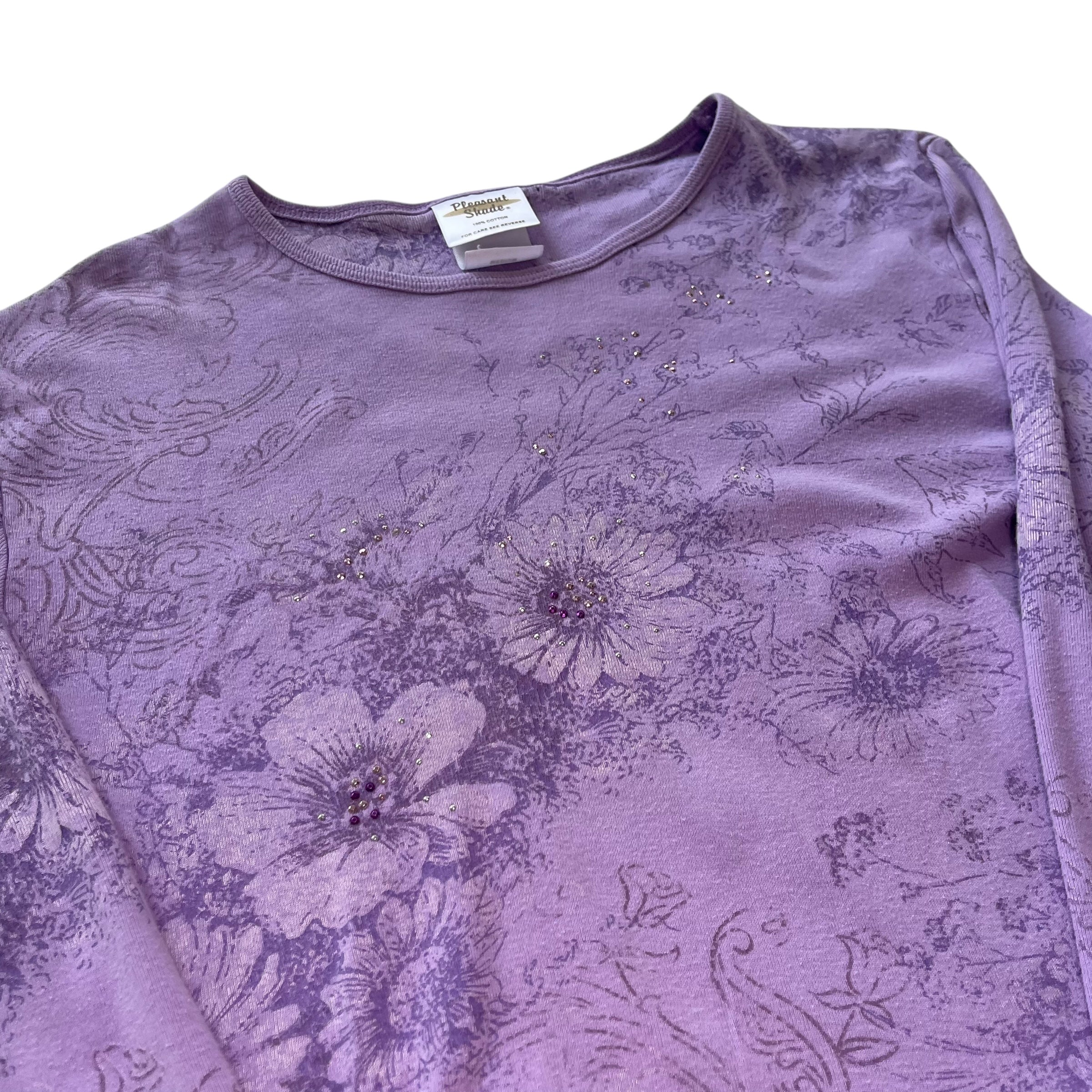 Y2K Pleasant Shade Floral Long Sleeve Femme Top