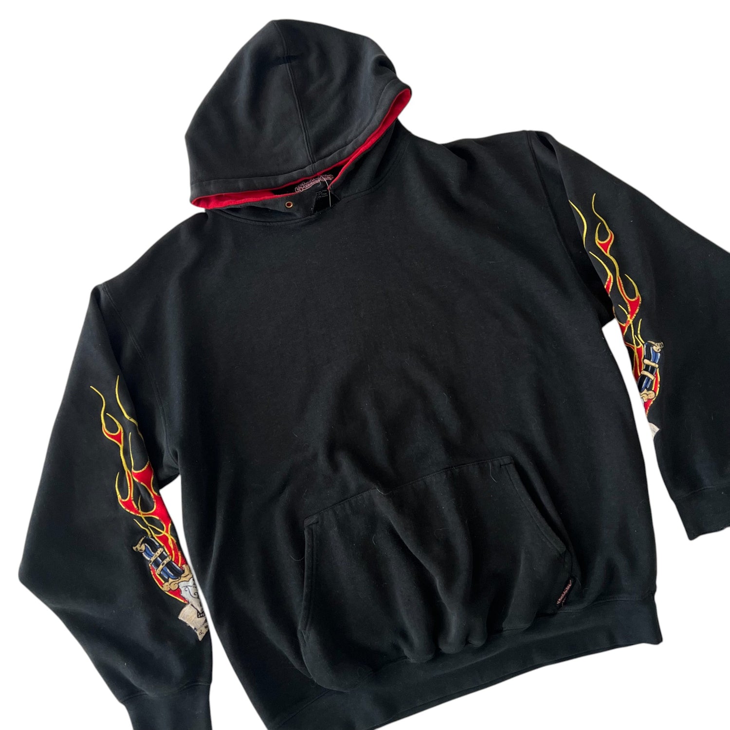 Y2k Sapphire Lounge Flame Embroidered Sleeve Hoodie