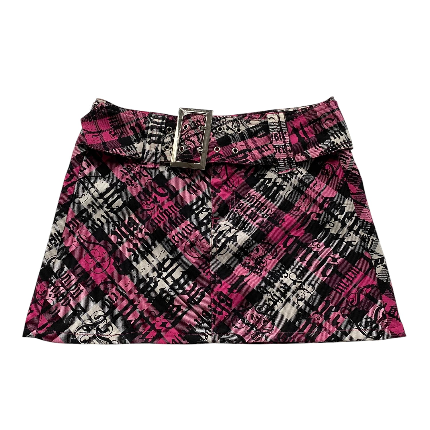 Y2k Spacegirls Graphic Pink Belt Mini Skirt