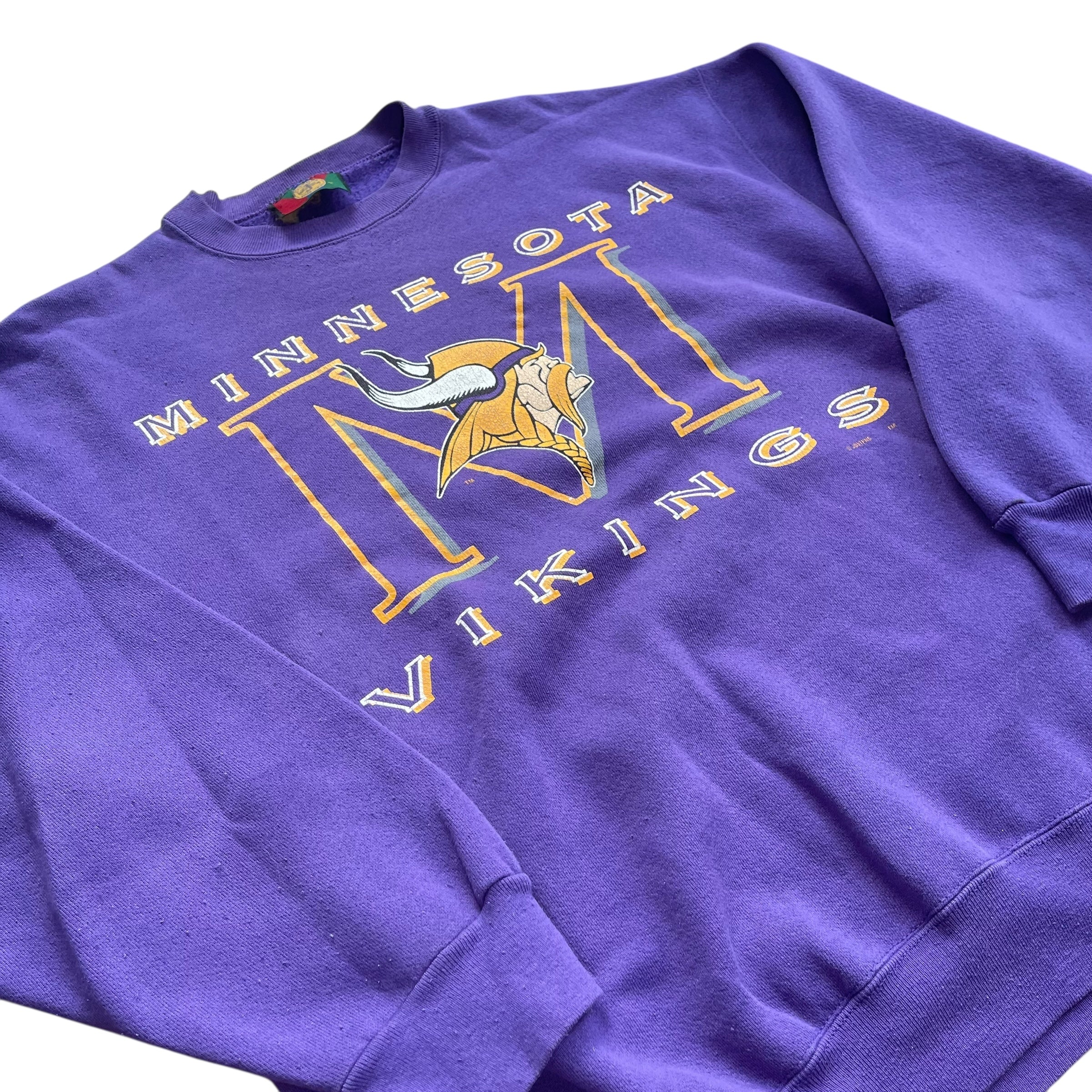 Vintage Minnesota Vikings Purple Signature Spell-Out Crewneck