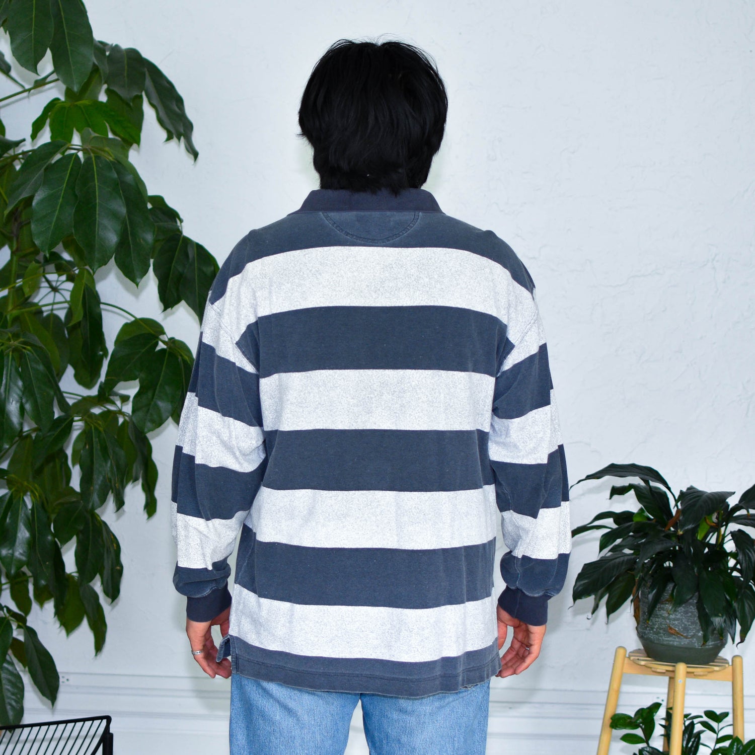 Vintage Van Heusen Striped Long Sleeve Polo Shirt